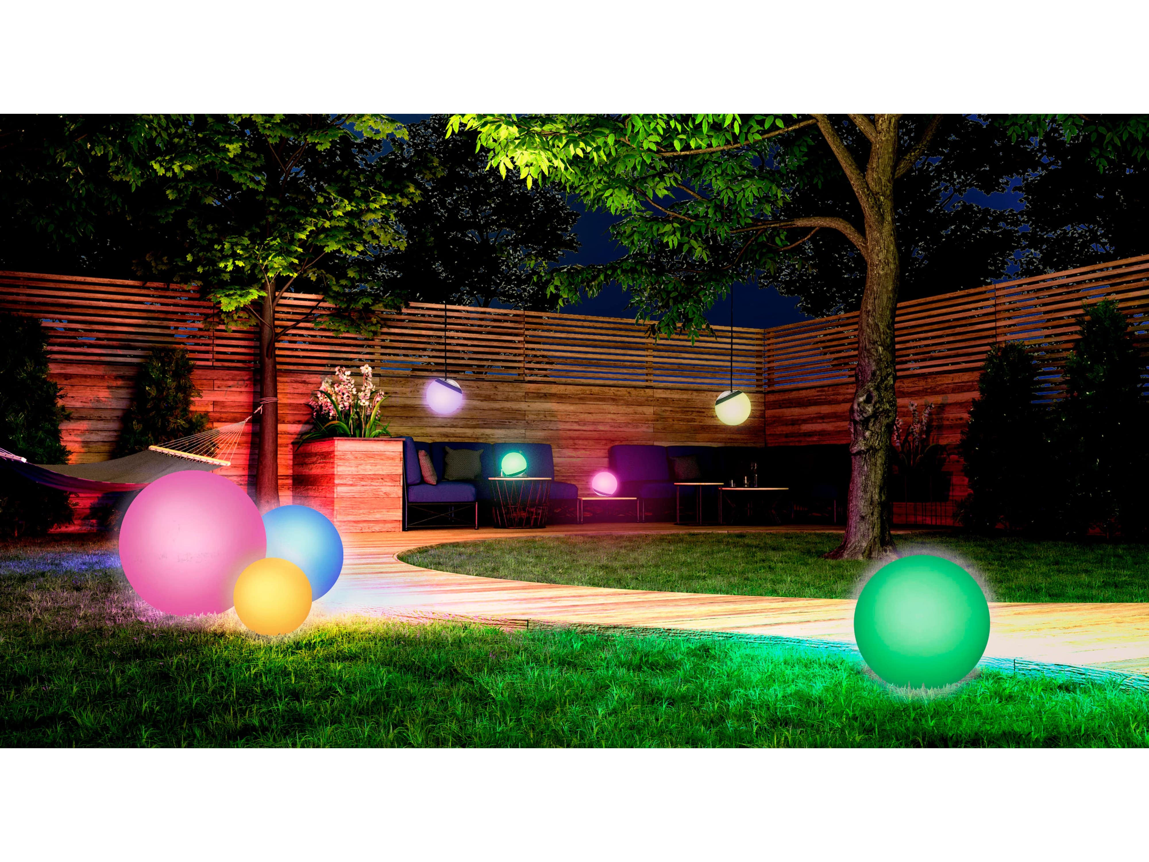 TINT Müller-Licht Solar LED-Gartenleuchte Calluna, Ø 45 cm, RGB+W