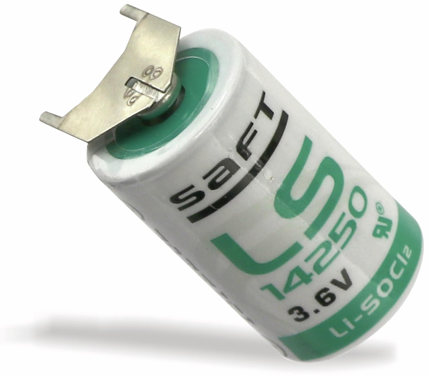 SAFT Lithium-Batterie LS 14250-3PF, 1/2 AA, 2/1 Print ++/-, 3,6 V-, 1200 mAh