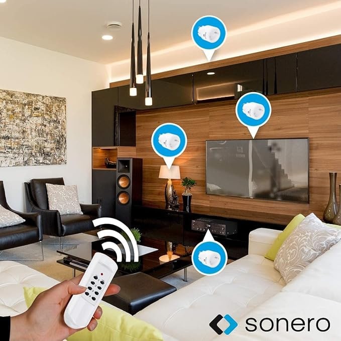 SONERO Funksteckdosen-Set S-RCS104, 1 Sender, 4 Empfänger, weiß SONERO Funksteckdosen-Set S-RCS104, 1 Sender, 4 Empfänger, weiß