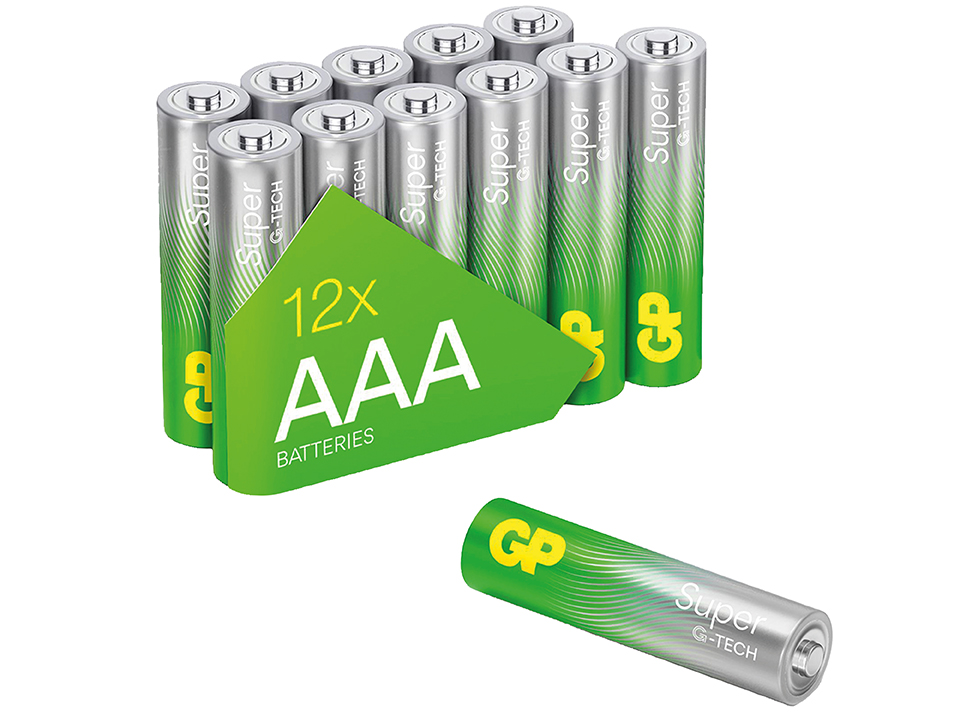 GP AAA-Batterie Alkaline Super, 1,5V, 12 Stück