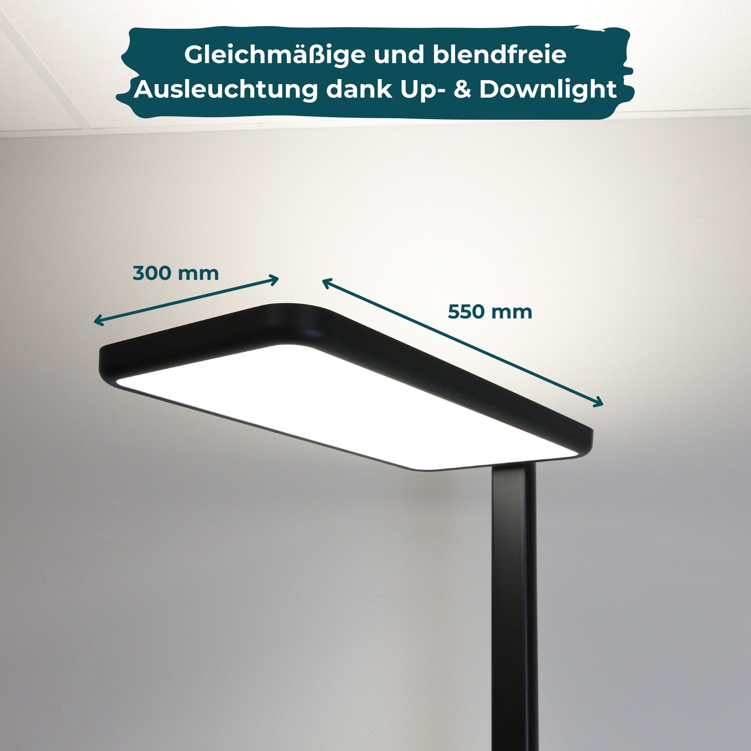 LUXULA LED-Büro-Stehleuchte, EEK: G, 100W, 7000lm, 4000K, schwarz