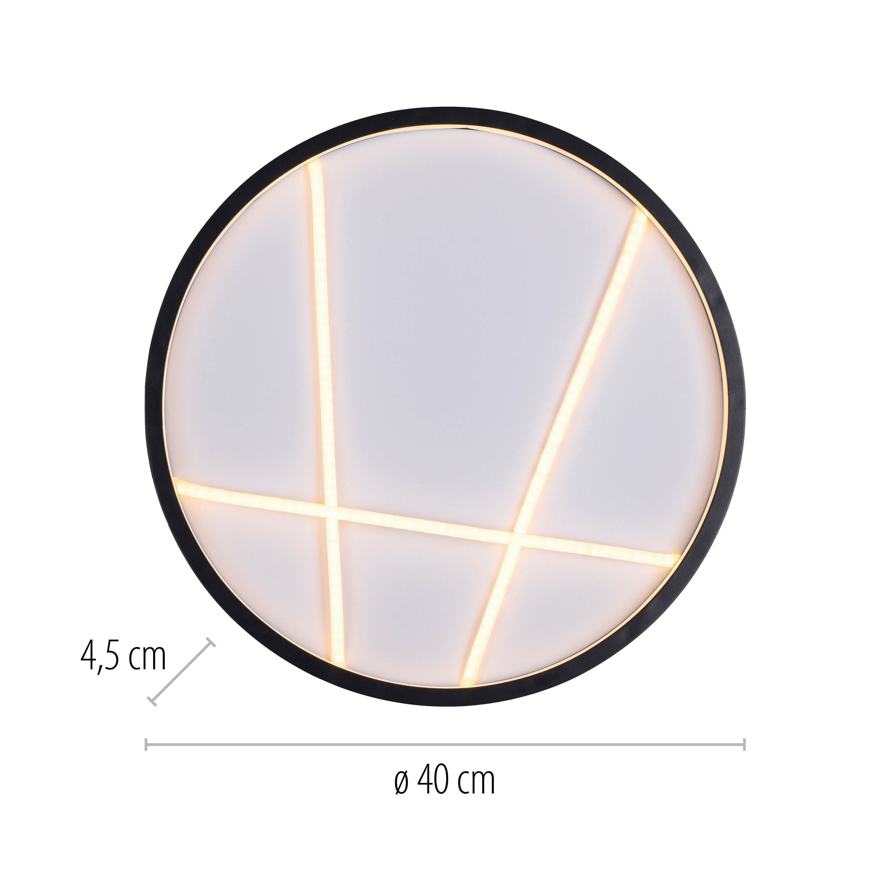 JUST LIGHT LED-Deckenleuchte 14091-18, 33W, 3000K, 4250lm, warmweiß, IP20, schwarz