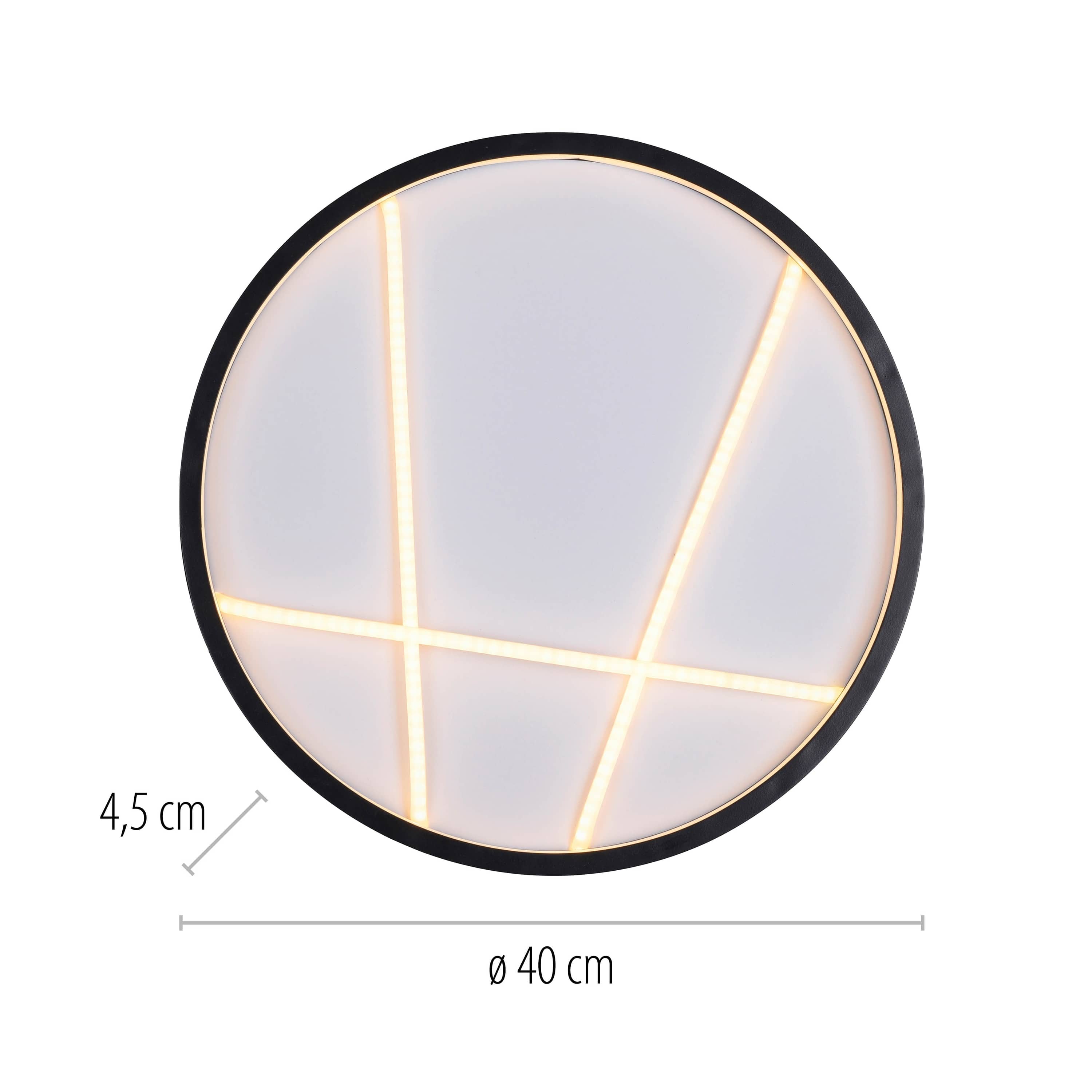 JUST LIGHT LED-Deckenleuchte 14091-18, 33W, 3000K, 4250lm, warmweiß, IP20, schwarz