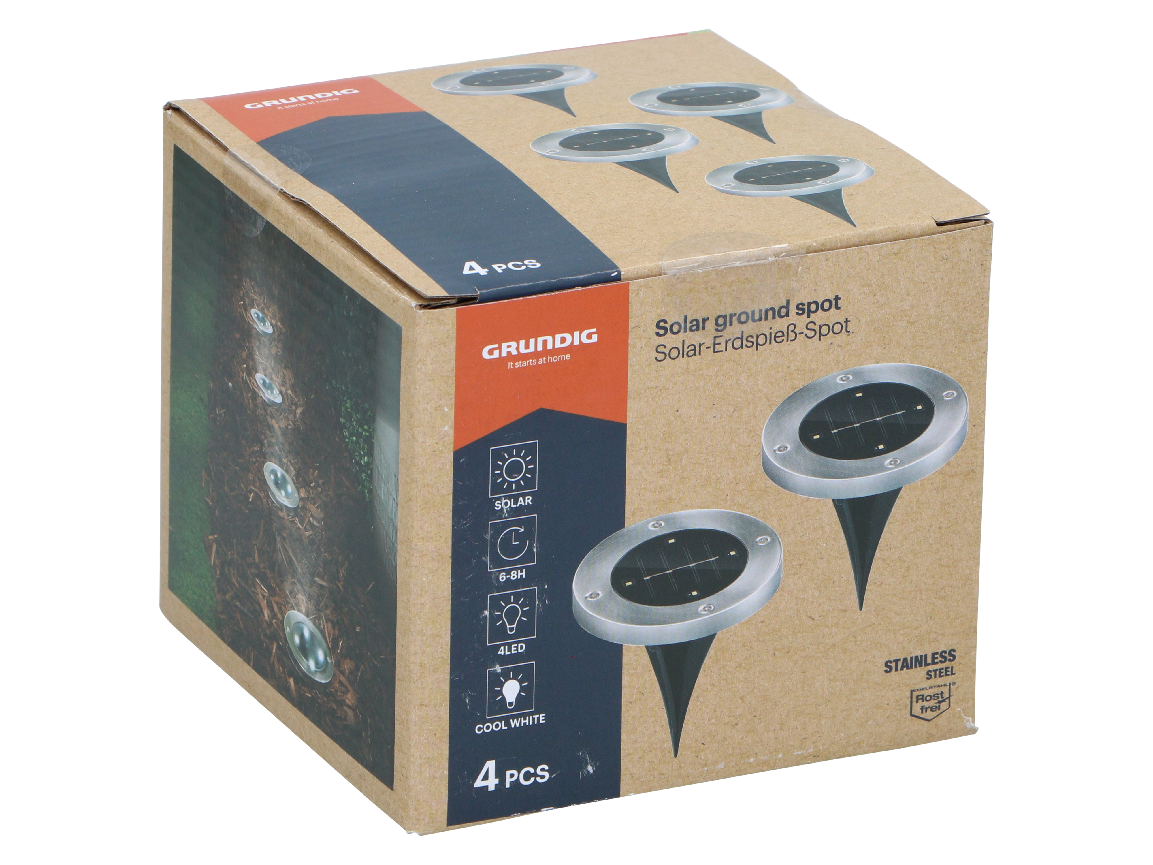 Solar-Bodenspot,GRUNDIG, 4er-Set, 600mA, mit Erdspieß