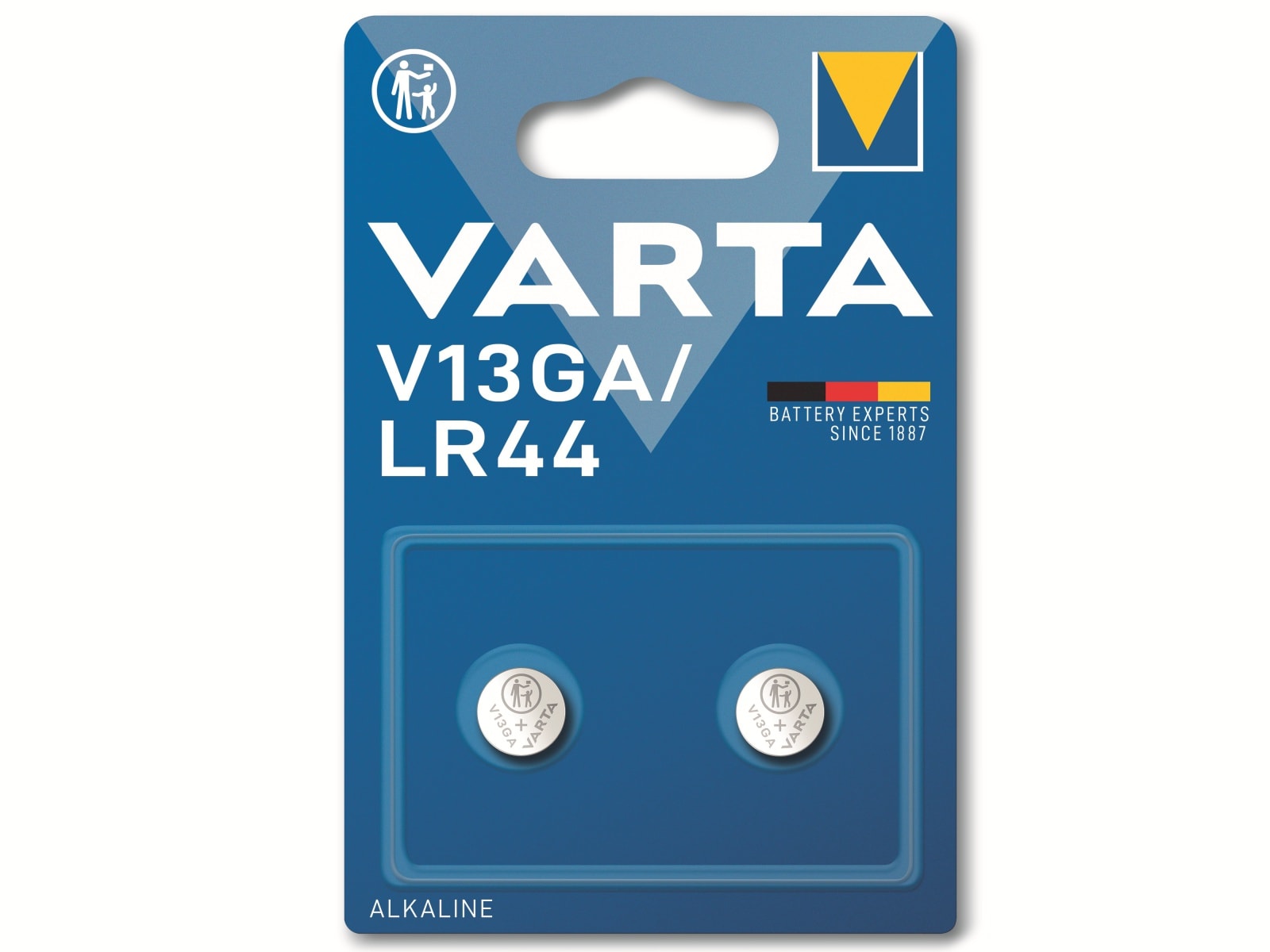 VARTA Knopfzelle Alkaline, LR44,  1.5V V13GA,  1.5V, 2 Stück