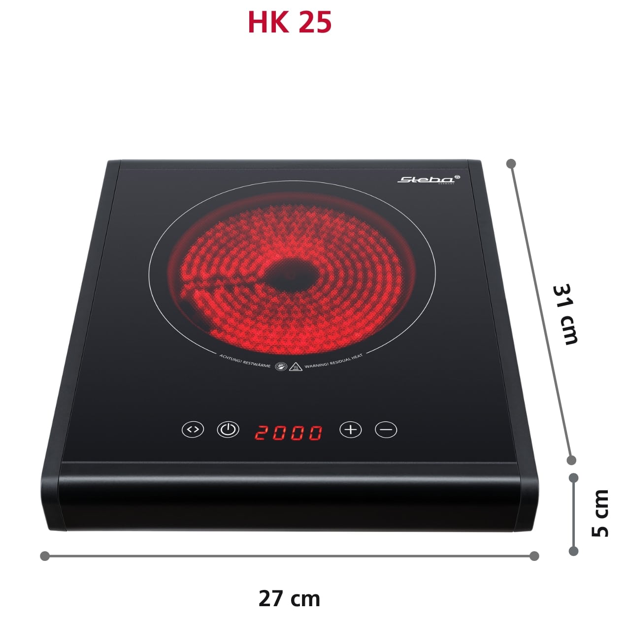 STEBA Glaskeramik-Kochfeld HK 25, Timer, Toch Control, 2000W