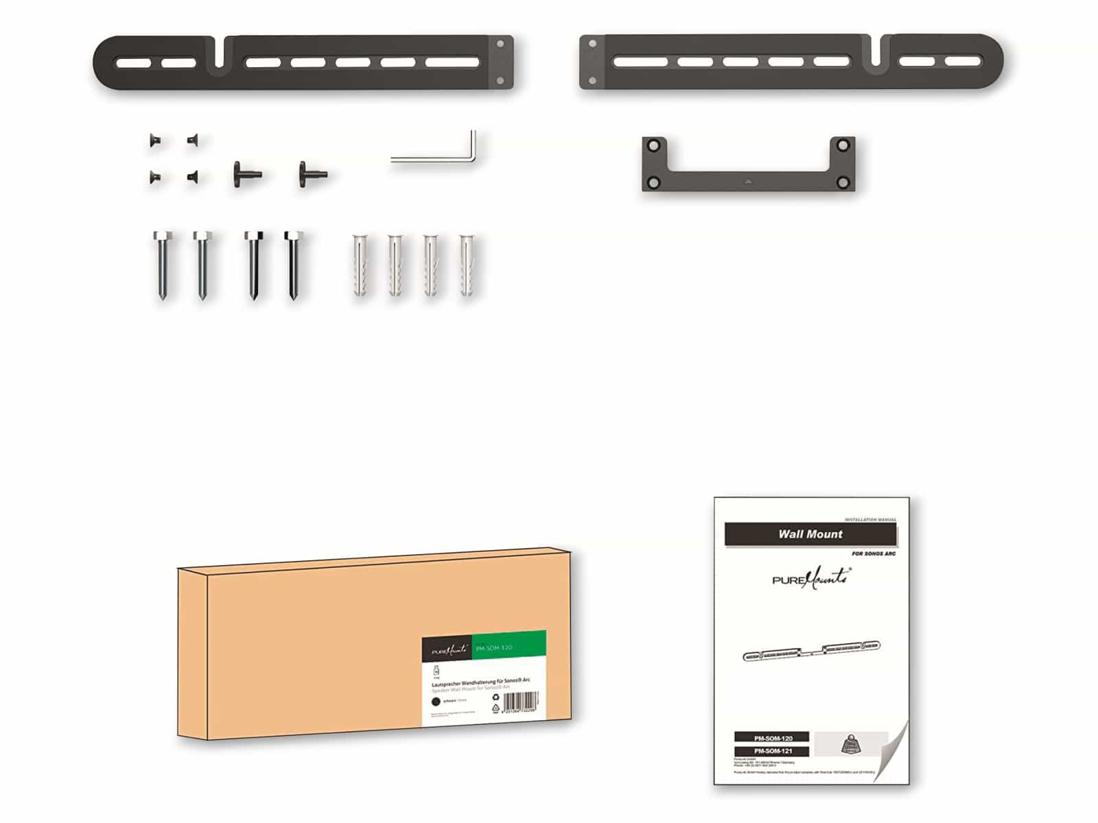 Puremounts Lautsprecher Wandhalterung PM-SOM-120, für Sonos Arc, schwarz Puremounts Lautsprecher Wandhalterung PM-SOM-120, für Sonos Arc, schwarz