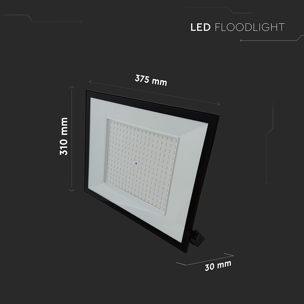 V-TAC LED-Fluter, VT-44208, 200 W, 4000K, EEK: F, 16450 lm, neutralweiß, IP65, schwarz