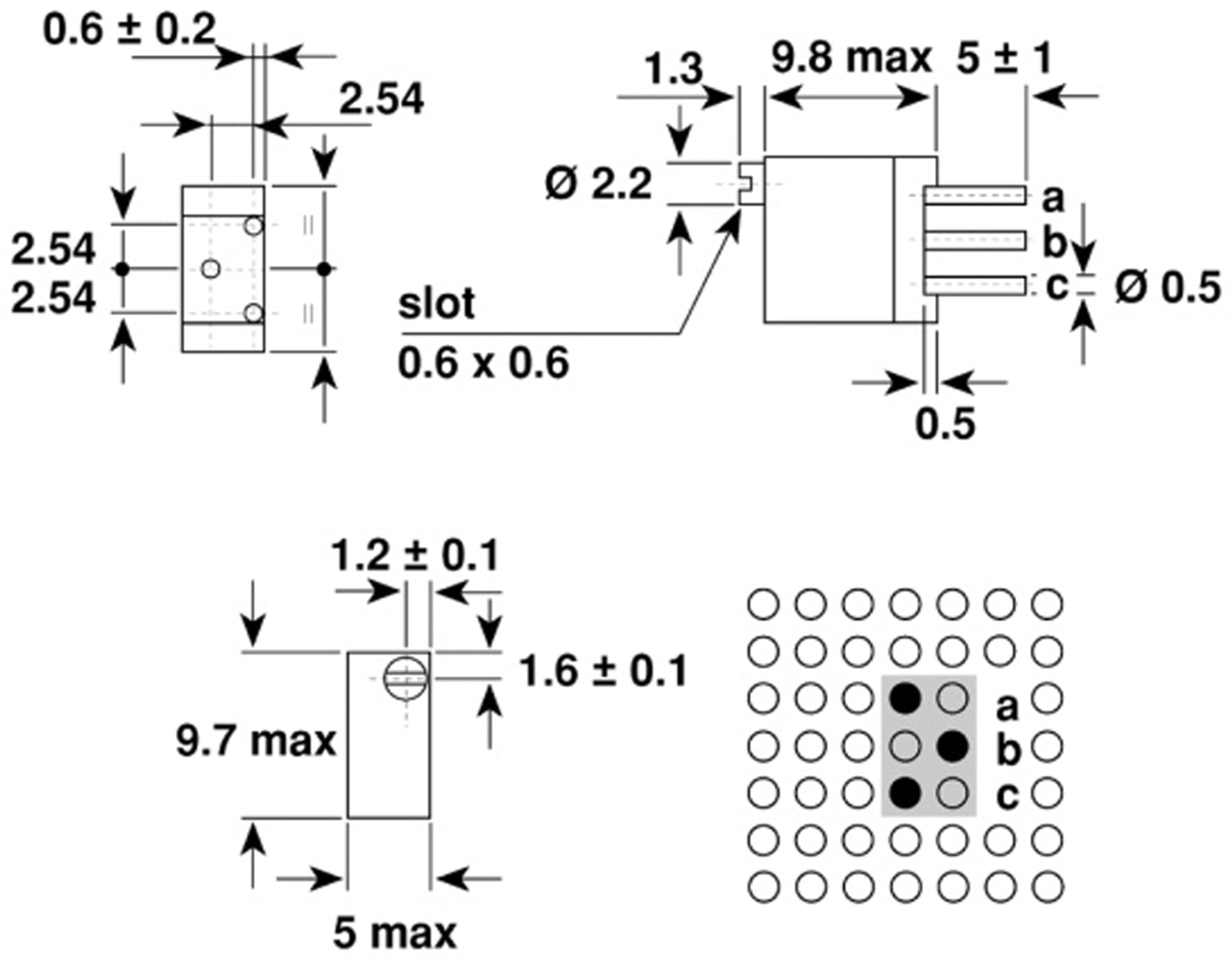 VISHAY Cermet-Trimmer T93YB, stehend, 0,5 W, 1 MΩ