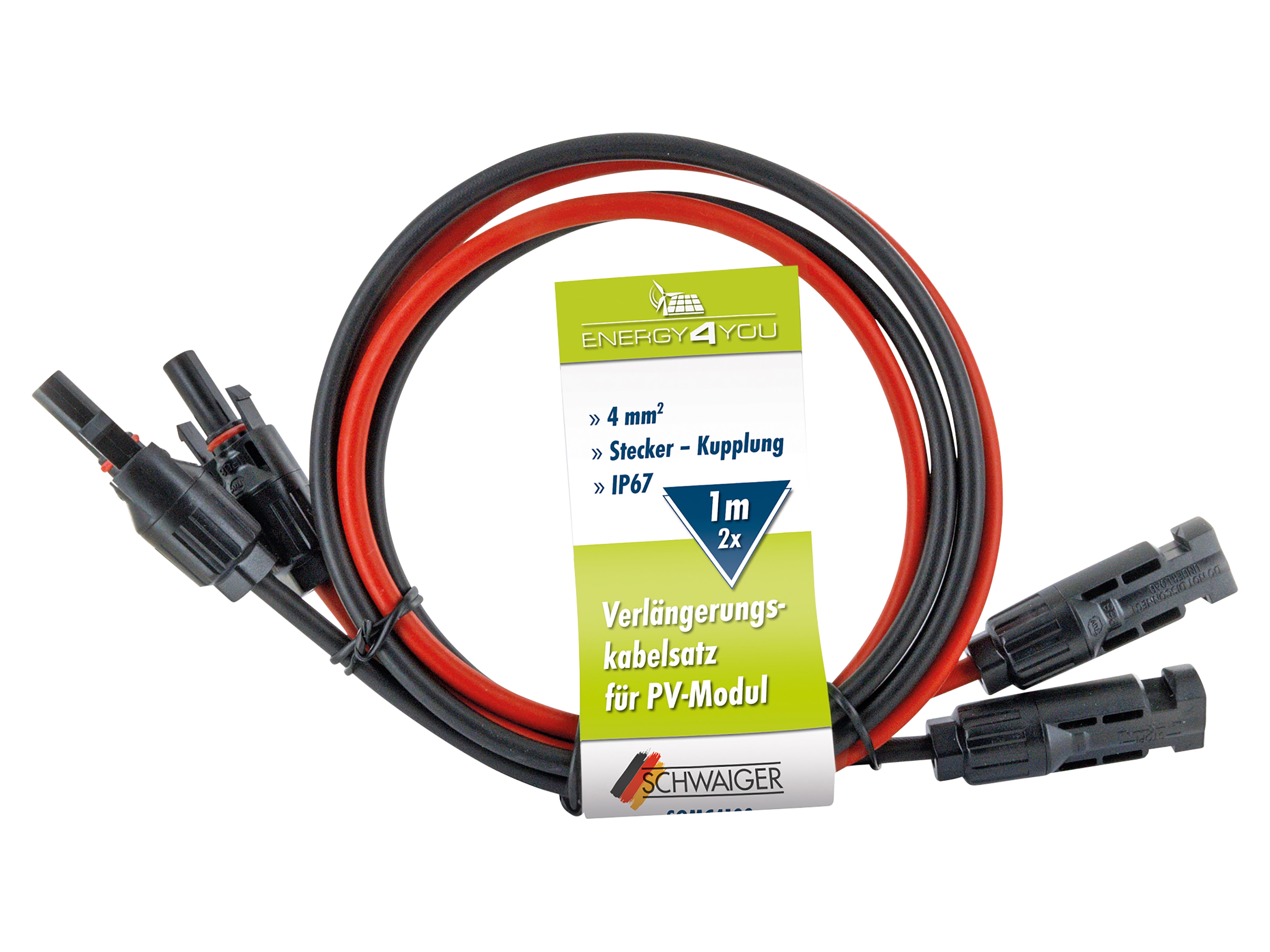 SCHWAIGER Solarkabel Verlängerung SOMC4100, 1 m, 2 Stück