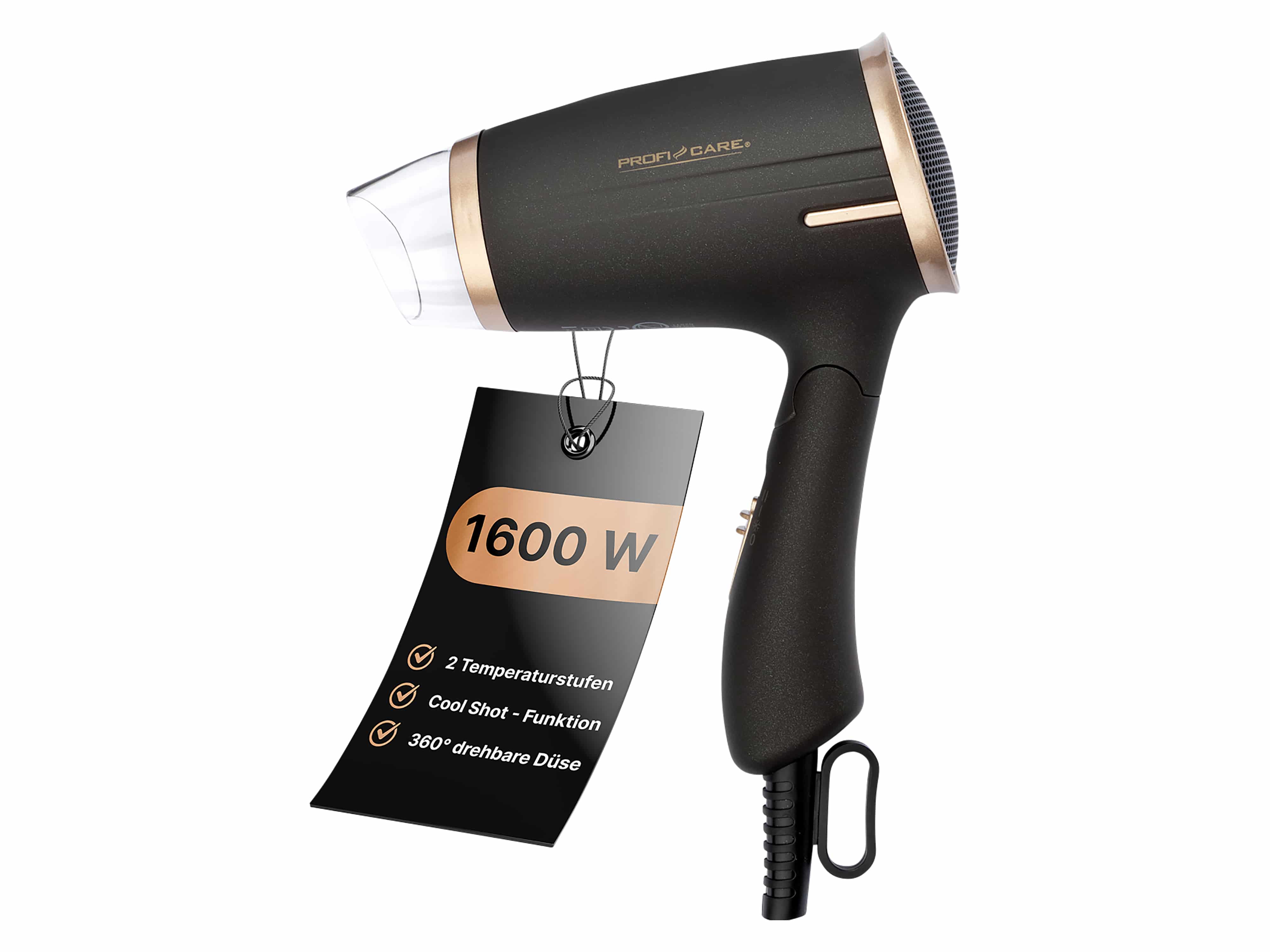 PROFICARE Haartrockner PC-HT 3009, Klappgriff, kompakt, 1400W, braun-bronze