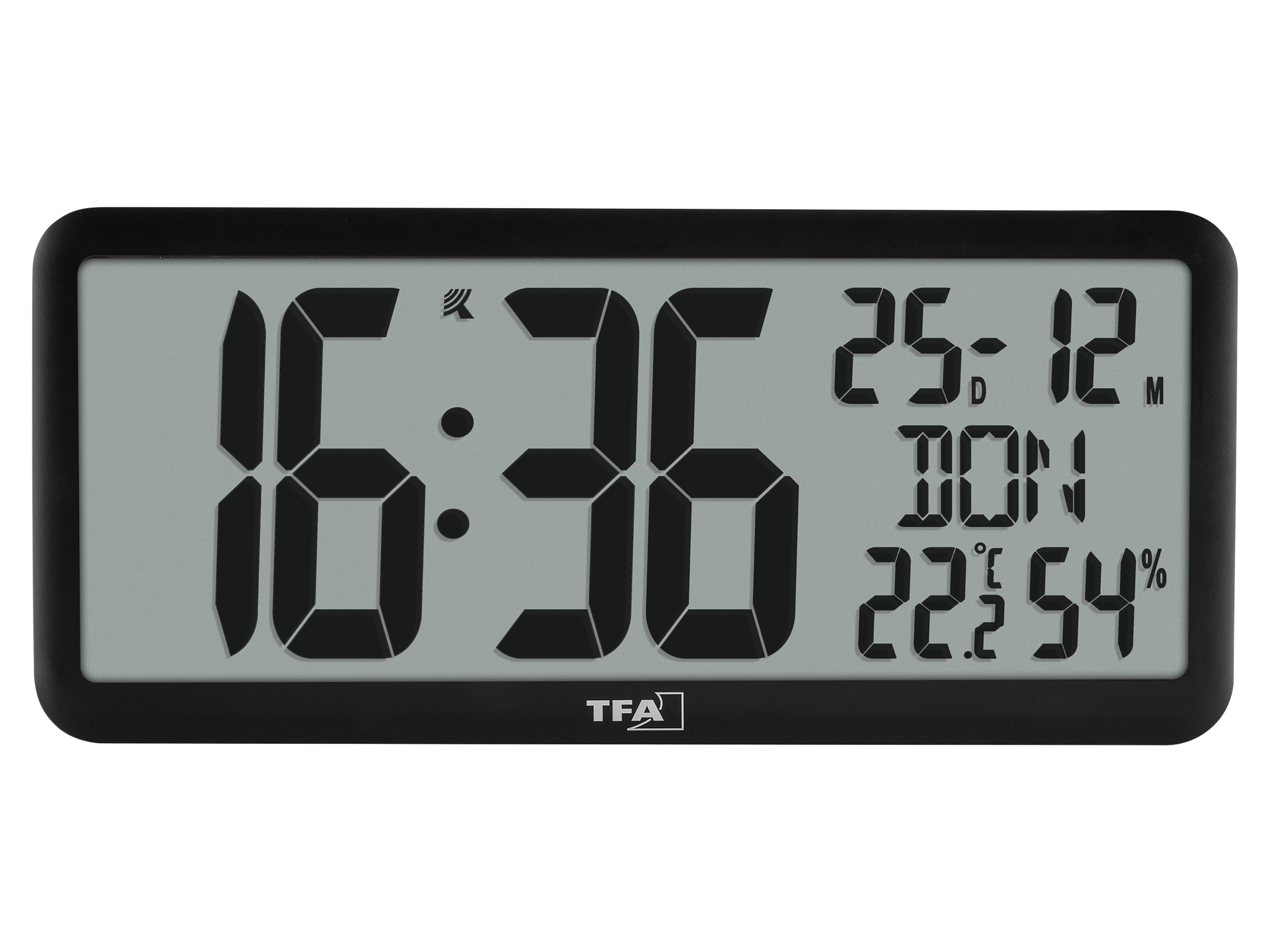 TFA Digitale Funkuhr 60.4525.01, mit Raumklima, schwarz