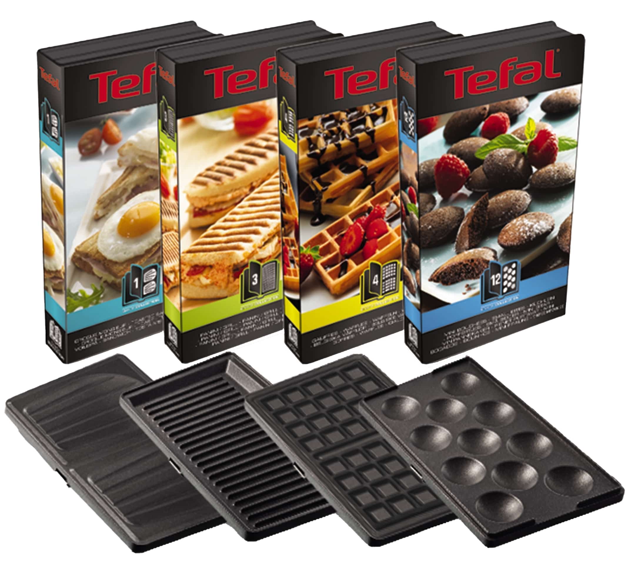 TEFAL Snack Collection 4-er Set, SW854D, Snack-Kombigerät, 4 Plattensets