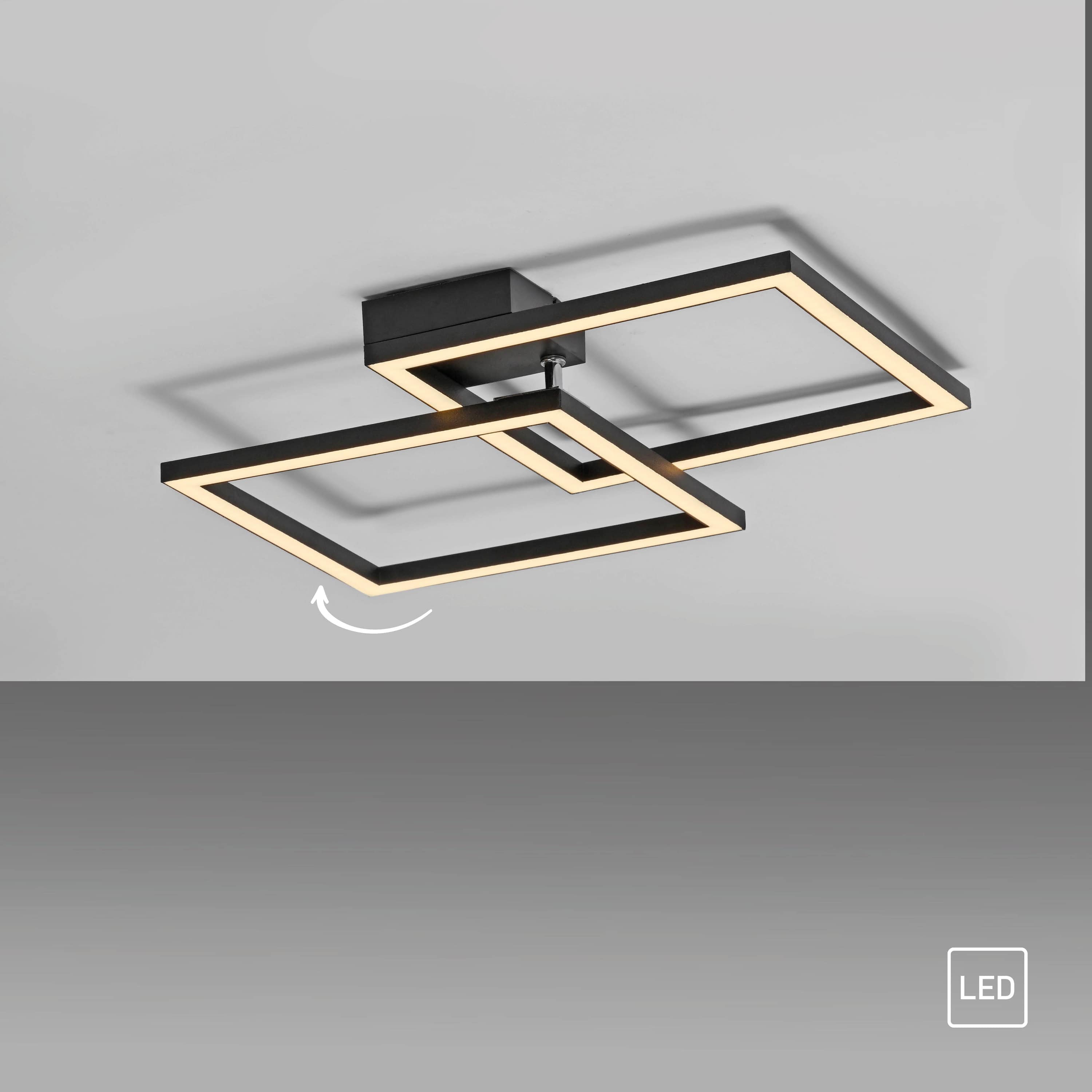 JUST LIGHT LED-Deckenleuchte 14708-18, 20W, 3000K, 2690lm, IP20, schwarz