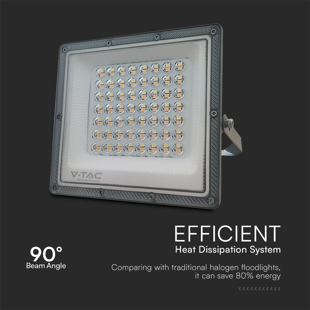 V-TAC LED-Fluter, VT-44050, EEK: F, 50 W, 5000 lm, CCT, IP65, grau