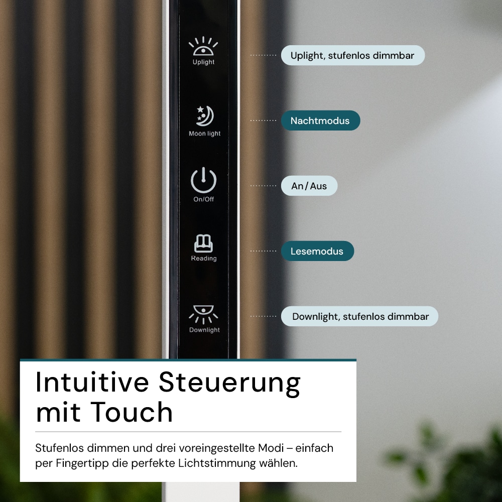 LUXULA LED-Büro-Stehleuchte, Up/Down, 100W, 4000K, EEK: F, 7000lm, IP20, dimmbar, weiß