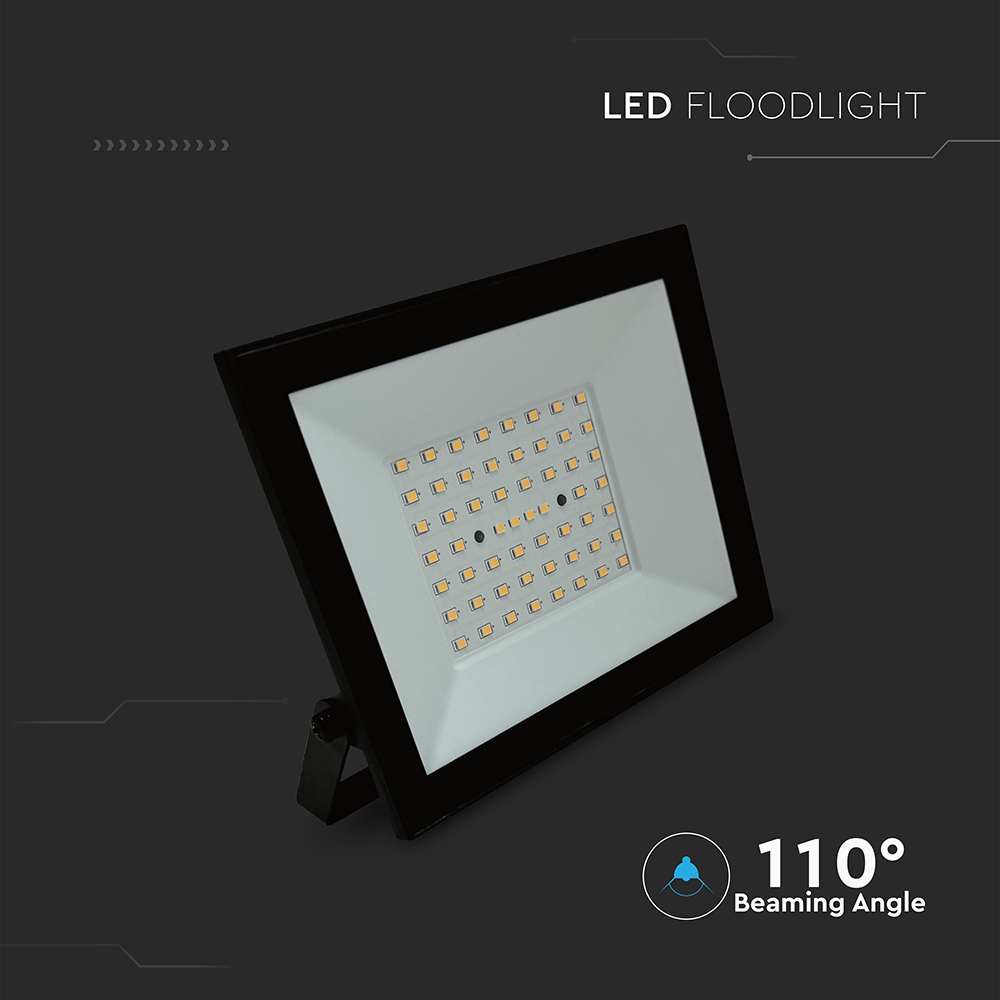 V-TAC LED-Fluter, VT-44054, 50 W, 4000K, EEK: F, 4000 lm, neutralweiß, IP65, schwarz