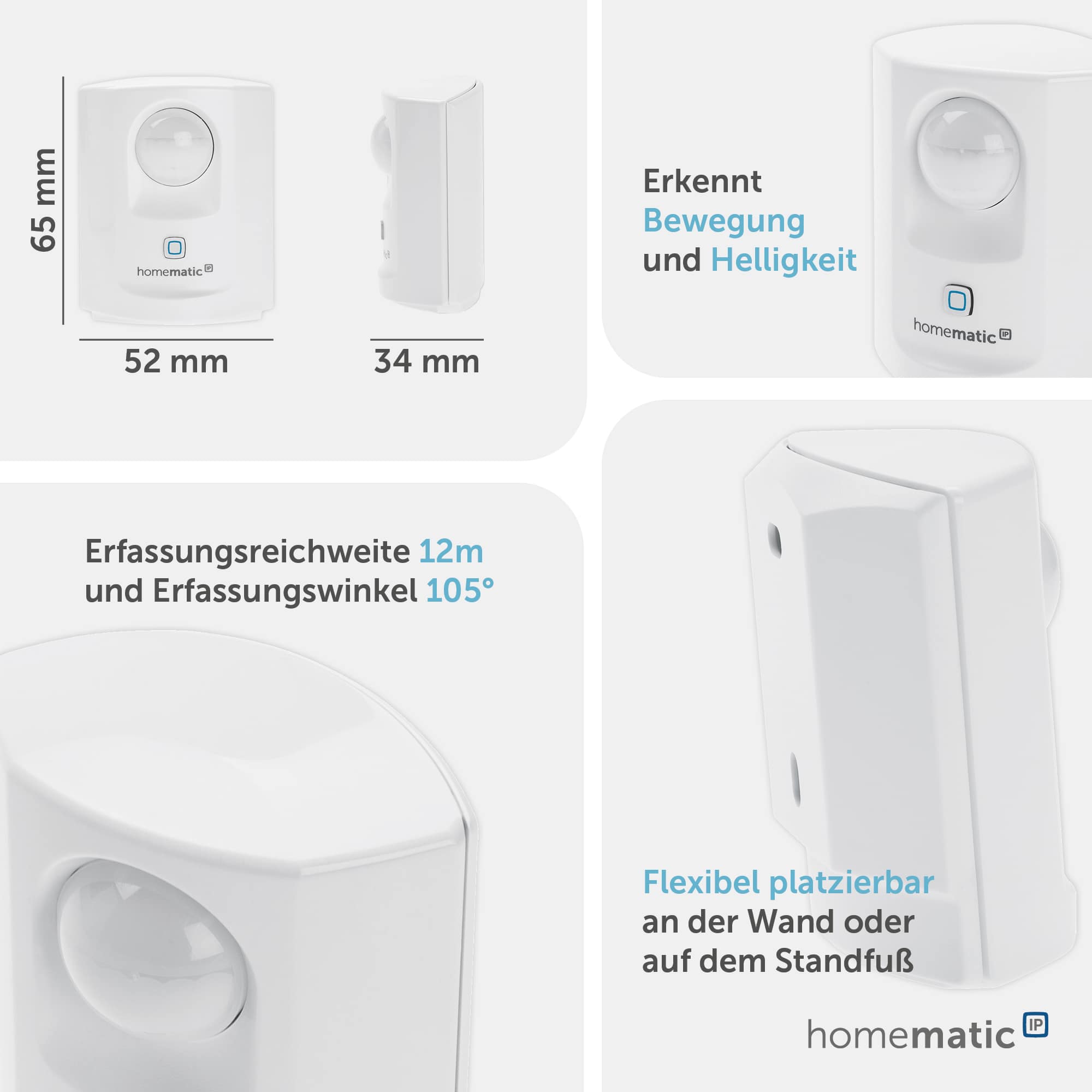 HOMEMATIC IP Smart Home 142722A0 Bewegungsmelder, weiß