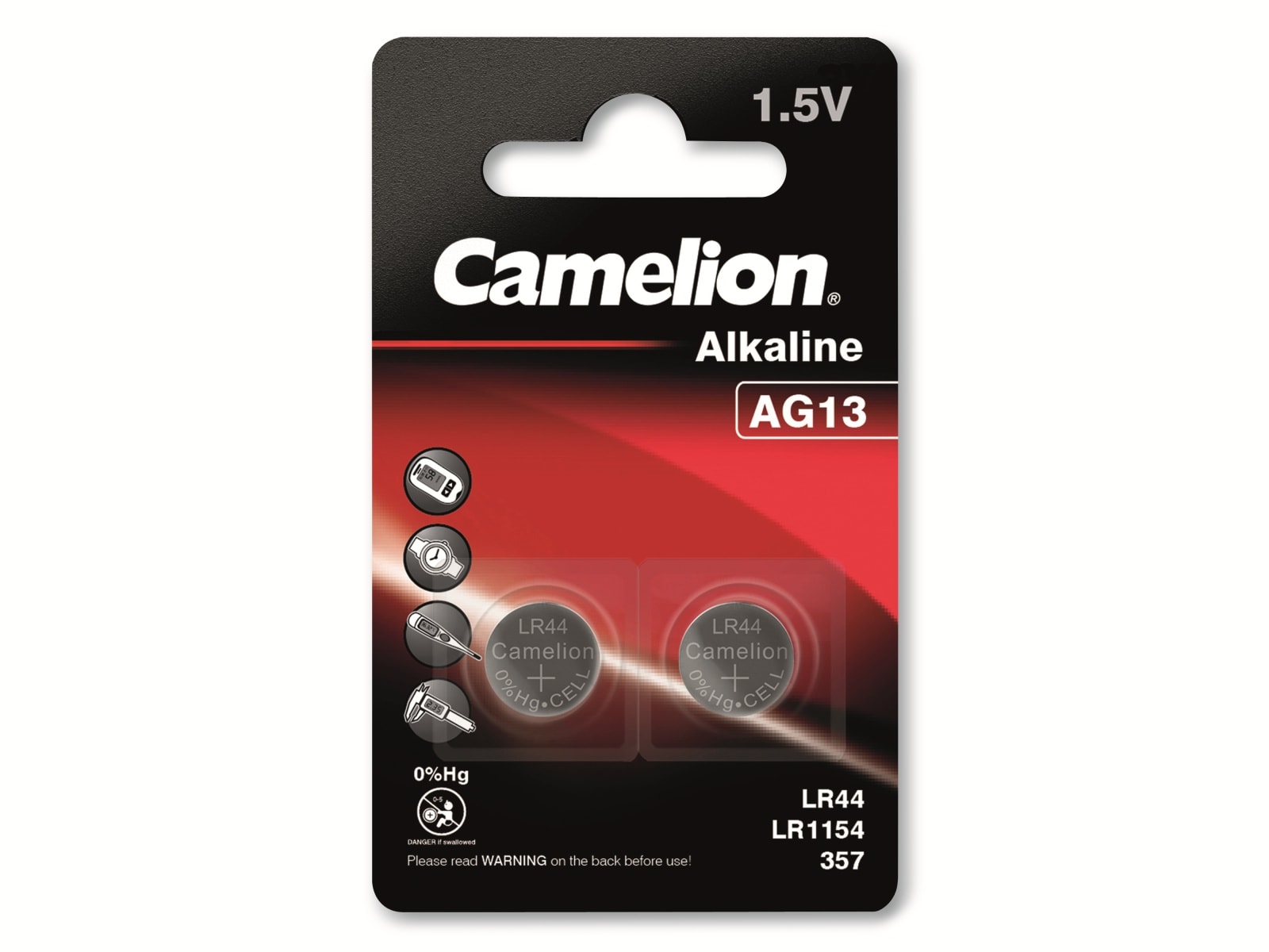 CAMELION Knopfzelle AG13, 2 St. CAMELION Knopfzelle AG13, 2 St.