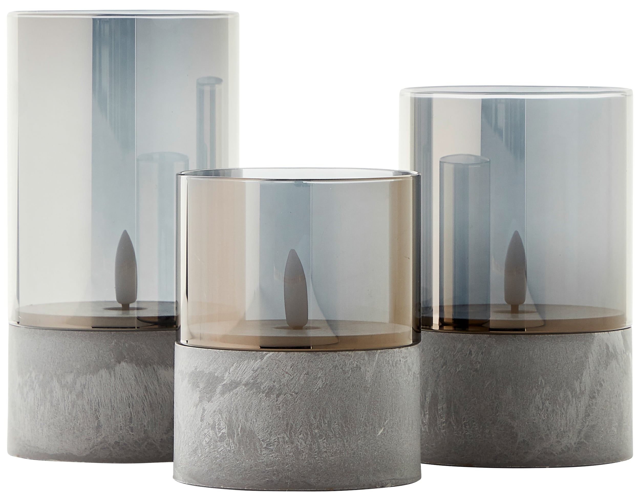 BRILLIANT LED Tischleuchten Kerzen Bougie, grau, rauchglas, 3 Stück