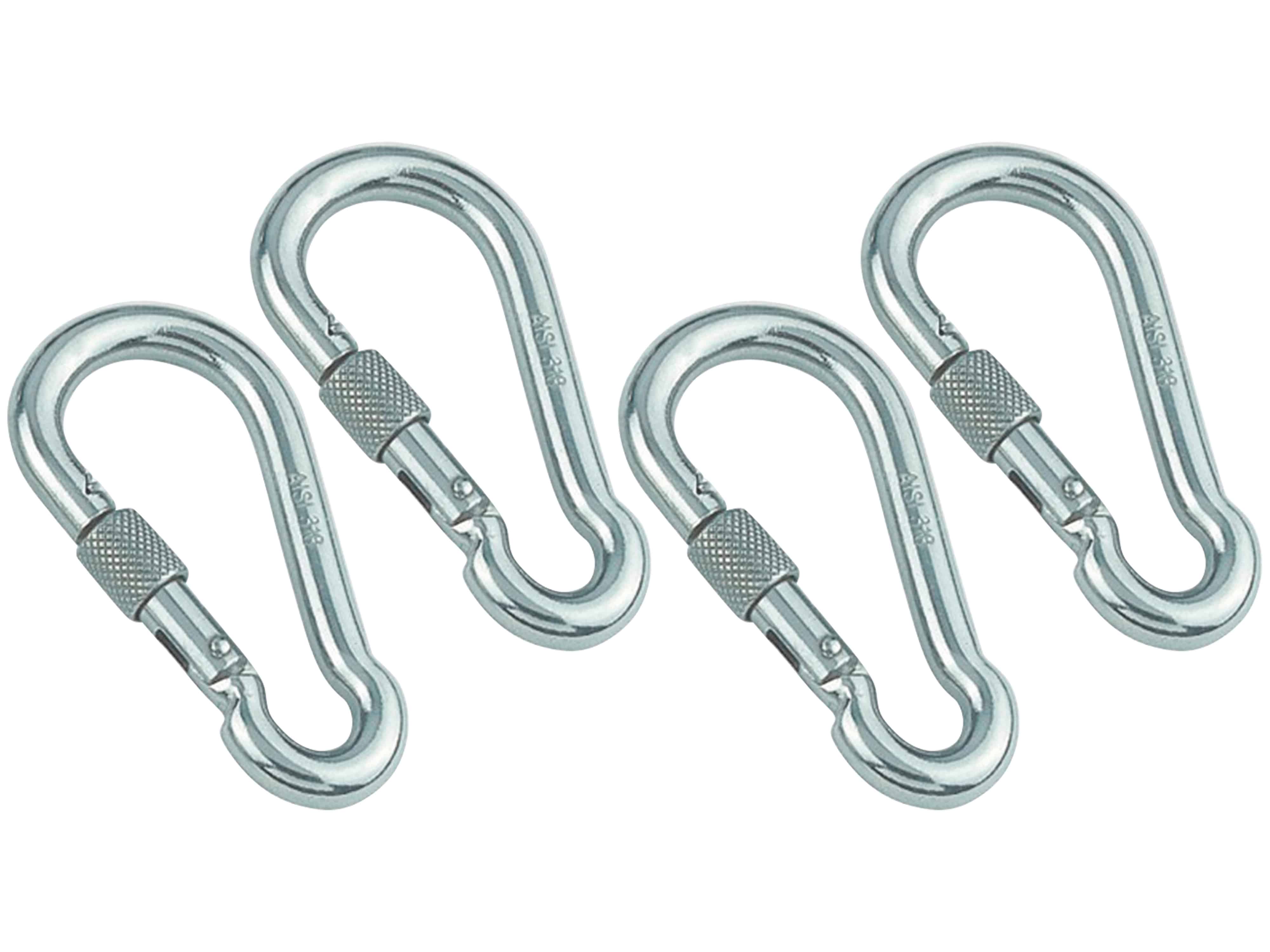 MARINETECH Karabinerhaken, Edelstahl A4, 5x50 mm, mit Sicherheitsmutter, 4 Stück MARINETECH Karabinerhaken, Edelstahl A4, 5x50 mm, mit Sicherheitsmutter, 4 Stück