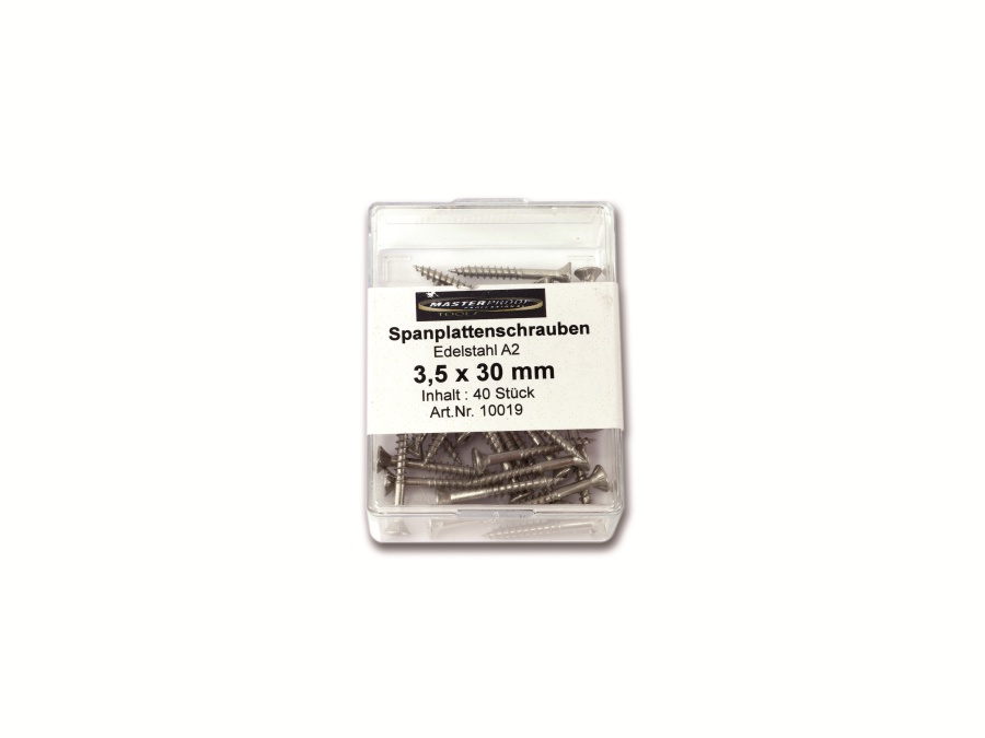 MASTERPROOF Spanplattenschrauben, 30x3,5 mm, 40 Stück