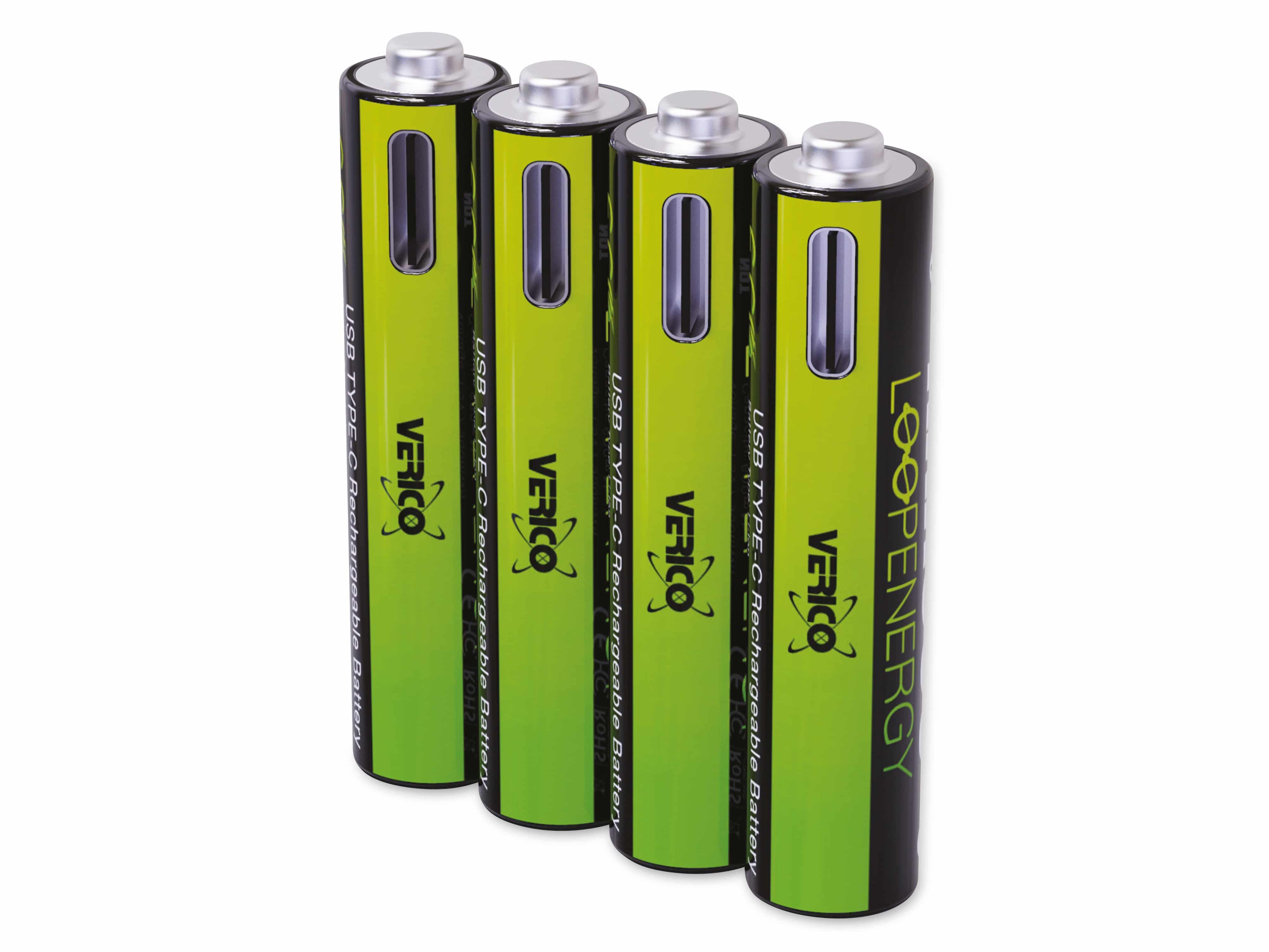 VERICO Li-Ion-Akku Loop Energy AAA, mit USB-C Buchse, 4er Pack