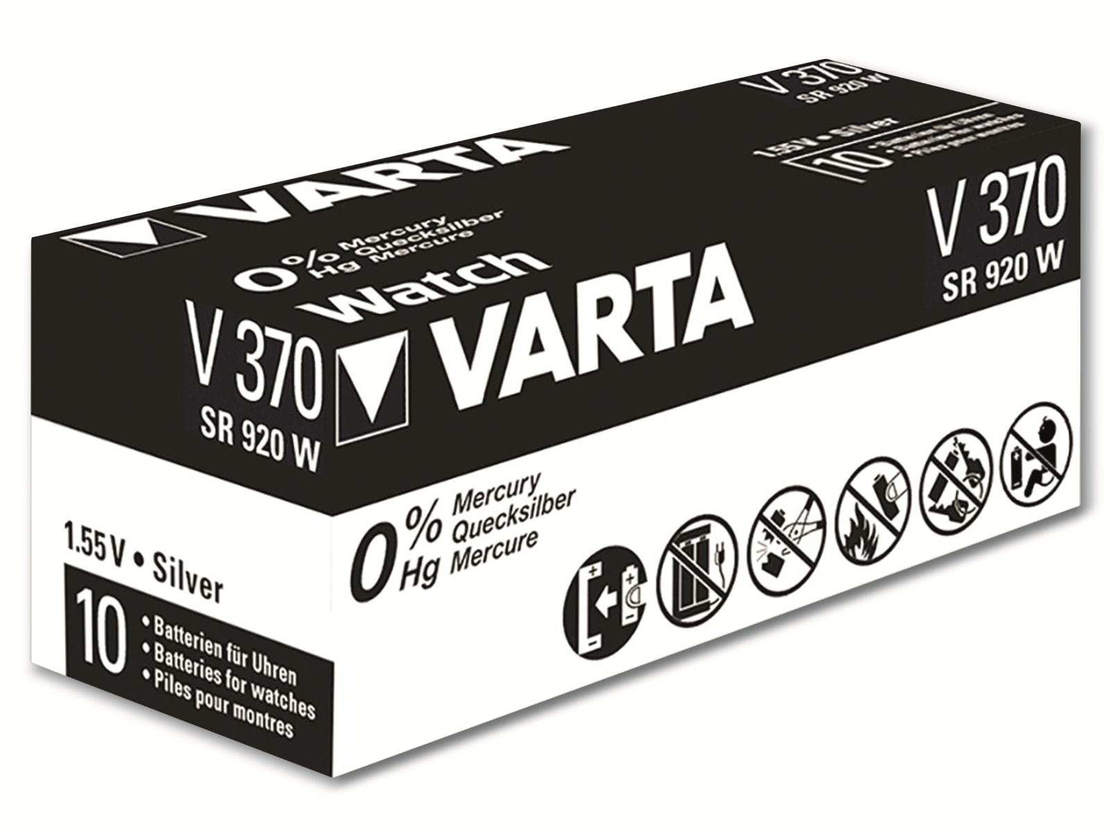VARTA Knopfzelle Silver Oxide, 370 SR69,  1.55V, 10 Stück