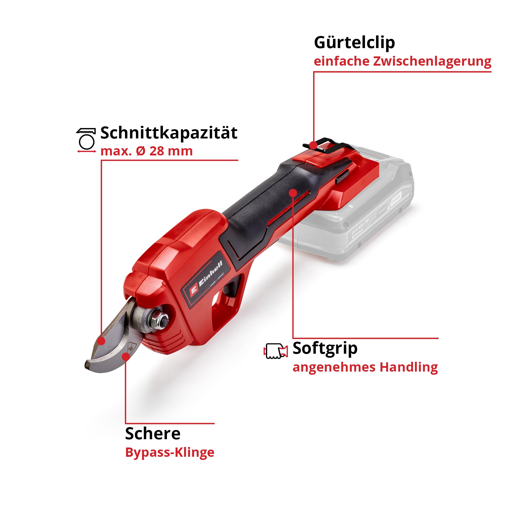EINHELL Akku-Astschere GE-LS 18 Li - Solo + E-Box Koffer S-F