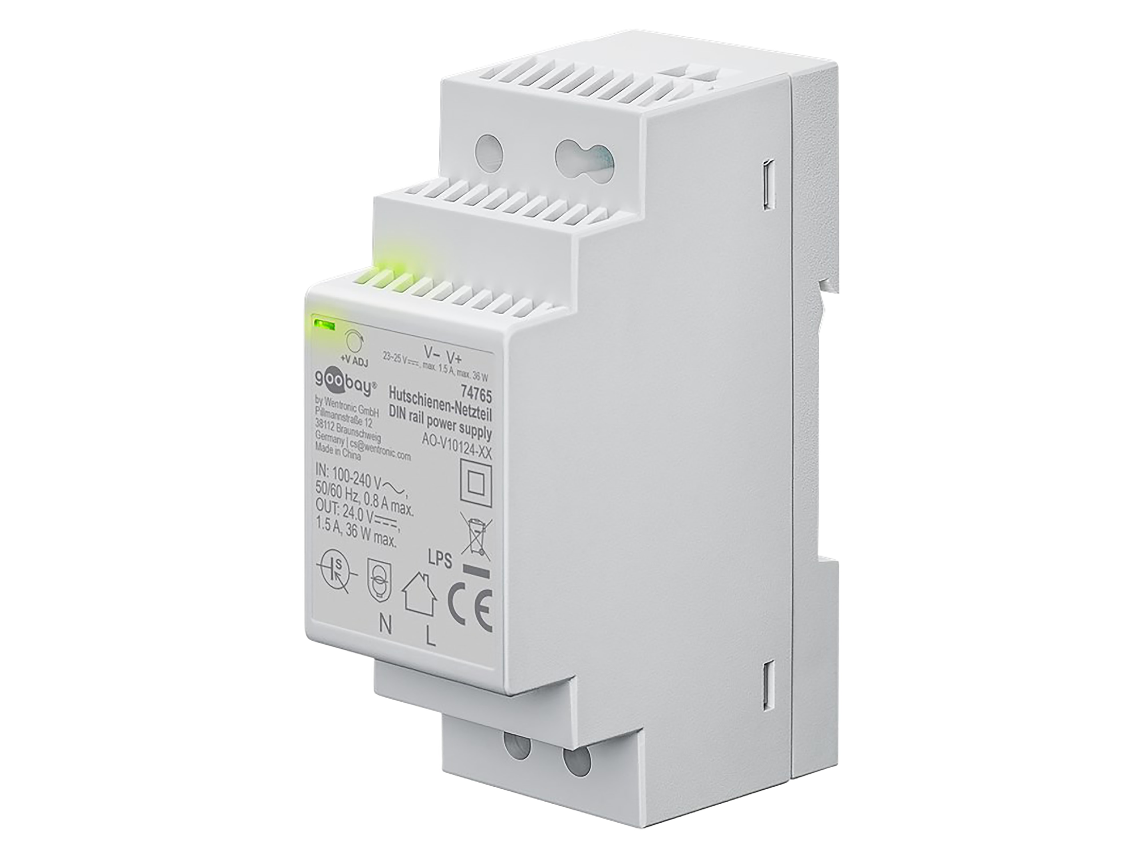 GOOBAY Hutschienen-Netzteil 74765, 24 V, 1,5 A, 36 W GOOBAY Hutschienen-Netzteil 74765, 24 V, 1,5 A, 36 W