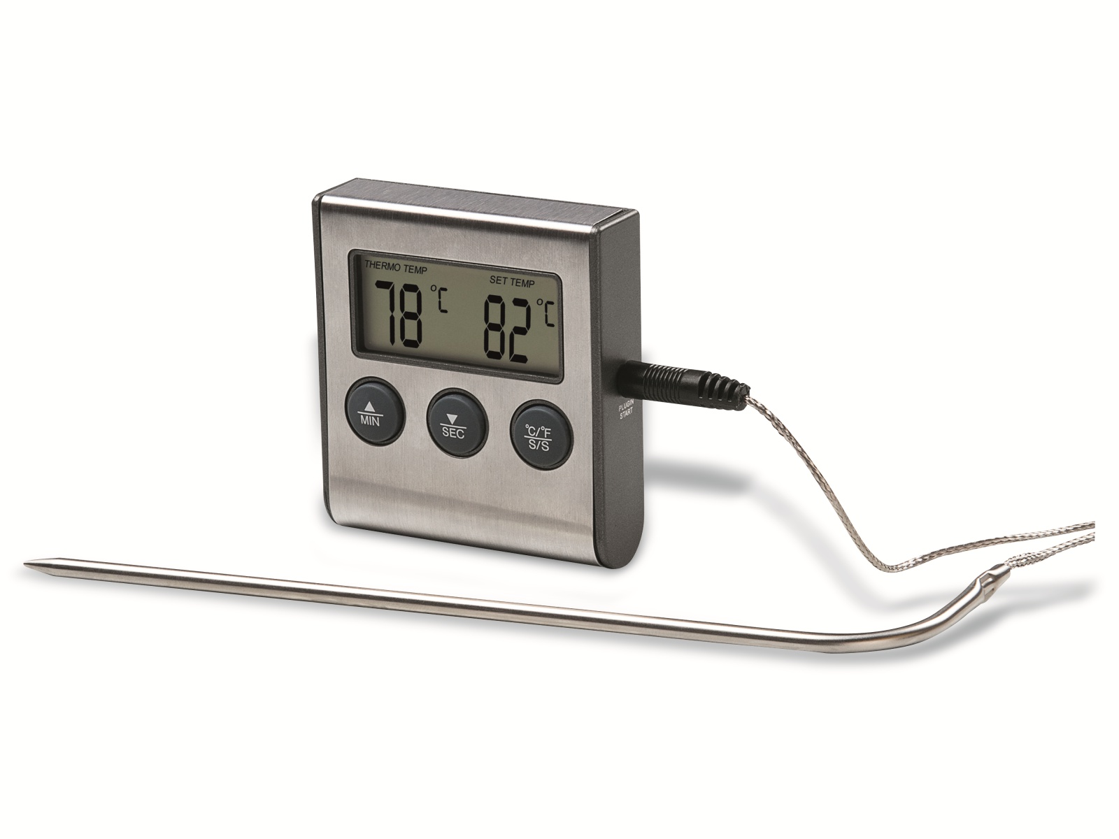 XAVAX Digitales Bratenthermometer mit Timer und Kabelsensor