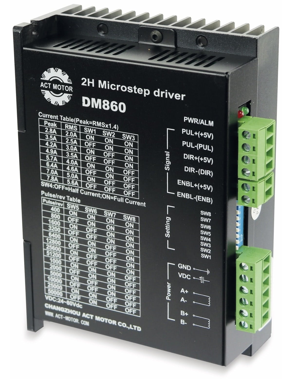 ACT MOTOR Schrittmotortreiber Nema34, DM860, 24 - 80 VDC, < 6.0 A ACT MOTOR Schrittmotortreiber Nema34, DM860, 24 - 80 VDC, < 6.0 A