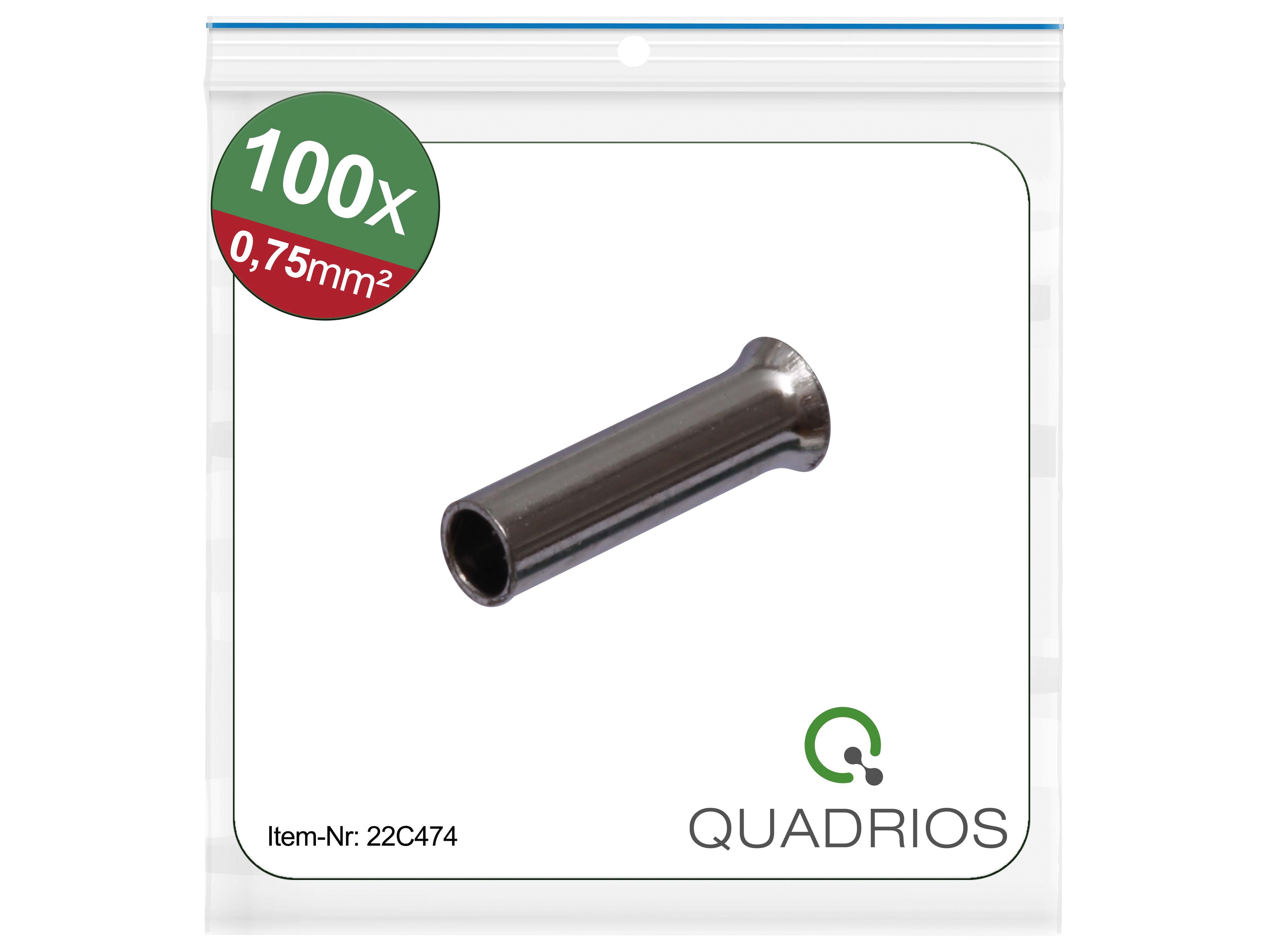 QUADRIOS Aderendhülse, 22C474, 0,75 mm², Unisoliert, 100 Stück QUADRIOS Aderendhülse, 22C474, 0,75 mm², Unisoliert, 100 St.