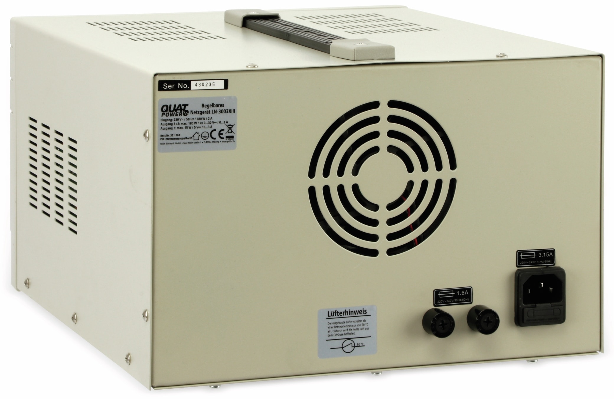 QUATPOWER Labornetzgerät LN-3003XIII, 2x 0...30 V-, 0...3 A, 5 V-/3 A QUATPOWER Labornetzgerät LN-3003XIII, 2x 0...30 V-, 0...3 A, 5 V-/3 A