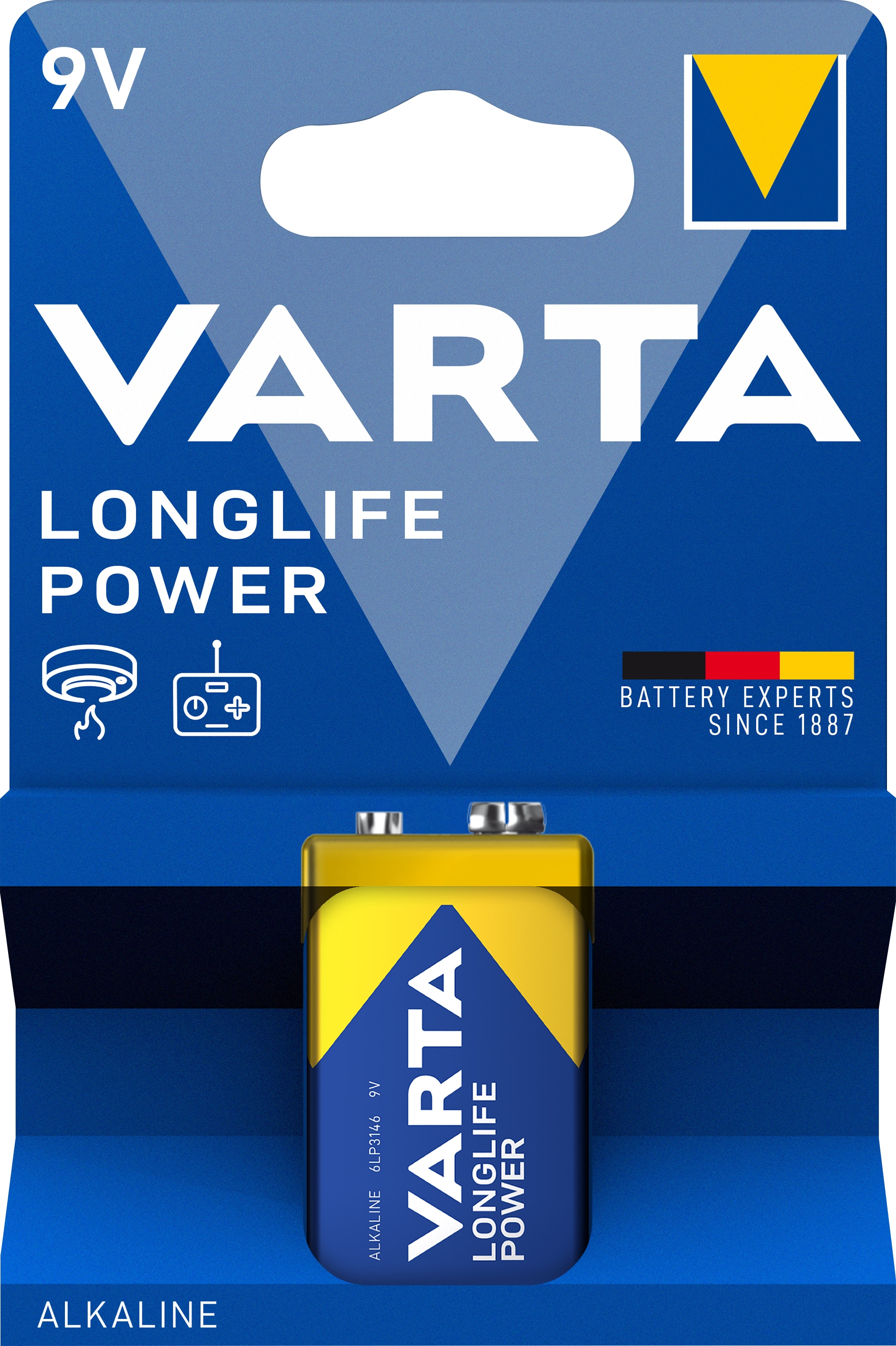VARTA 9V-Blockbatterie, LONGLIFE, Power, 1St.(Blister)