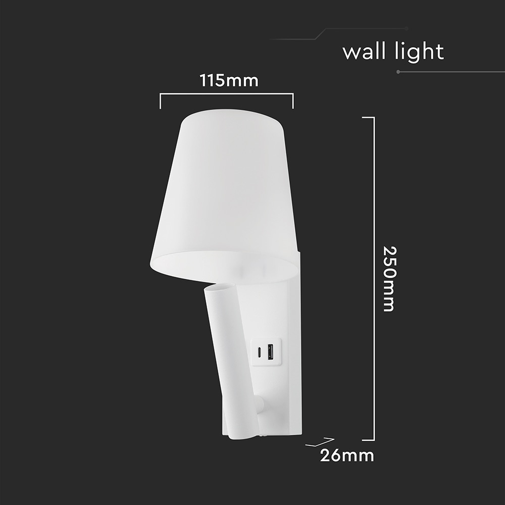 V-TAC LED-Wandleuchte VT-88062, 2W, 3000K, EEK: G, CREE Chip, 60lm, IP20, w