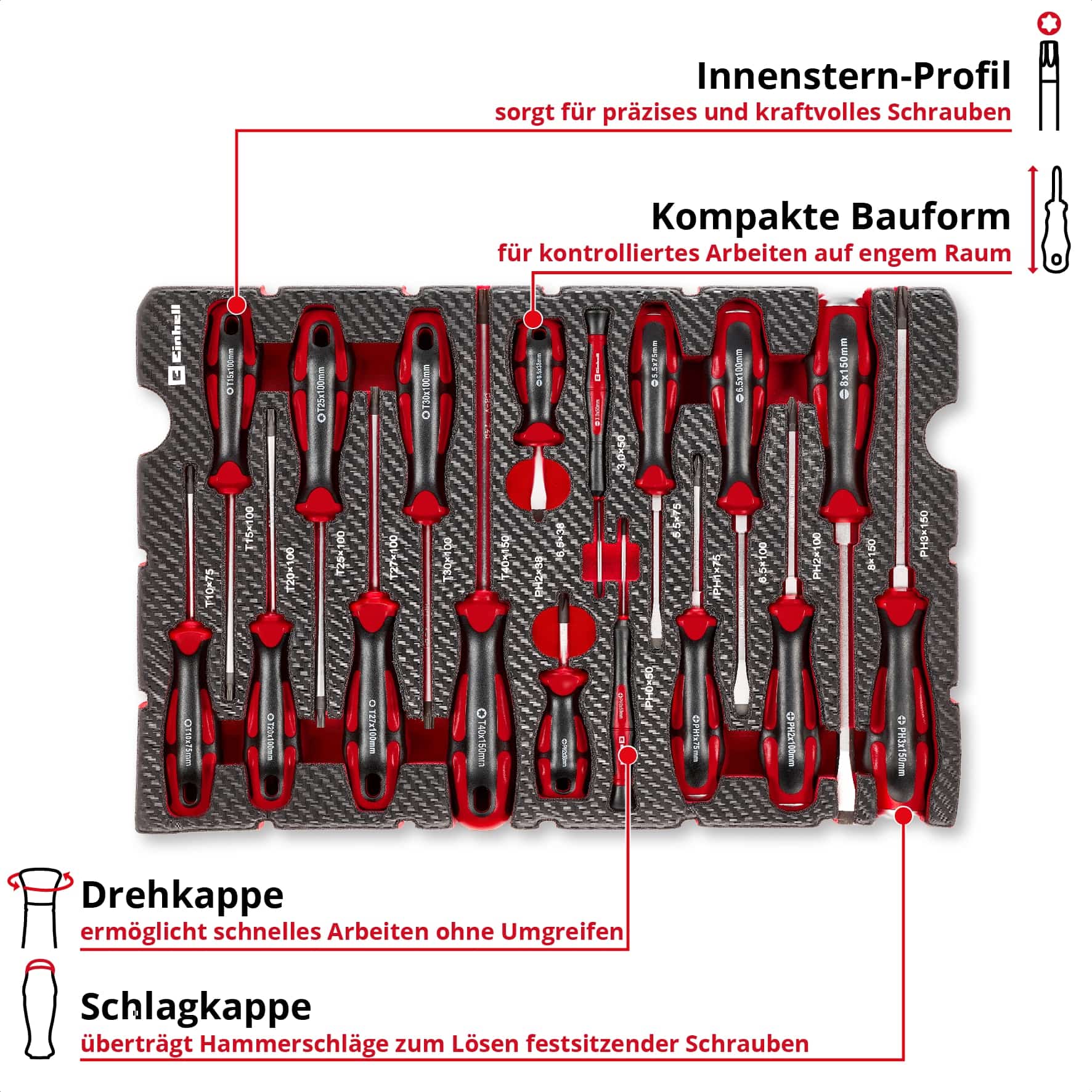 EINHELL E-Case-Einleger Schraubendreher, 370525, 17-teilig EINHELL E-Case-Einleger Schraubendreher, 370525, 17-teilig
