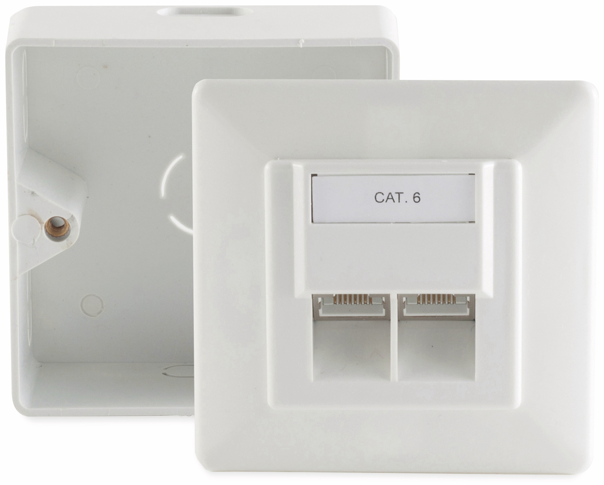 S-IMPULS CAT.6 Anschlussdose, 2-fach , AP/UP, reinweiß S-IMPULS CAT.6 Anschlussdose, 2-fach , AP/UP, reinweiß