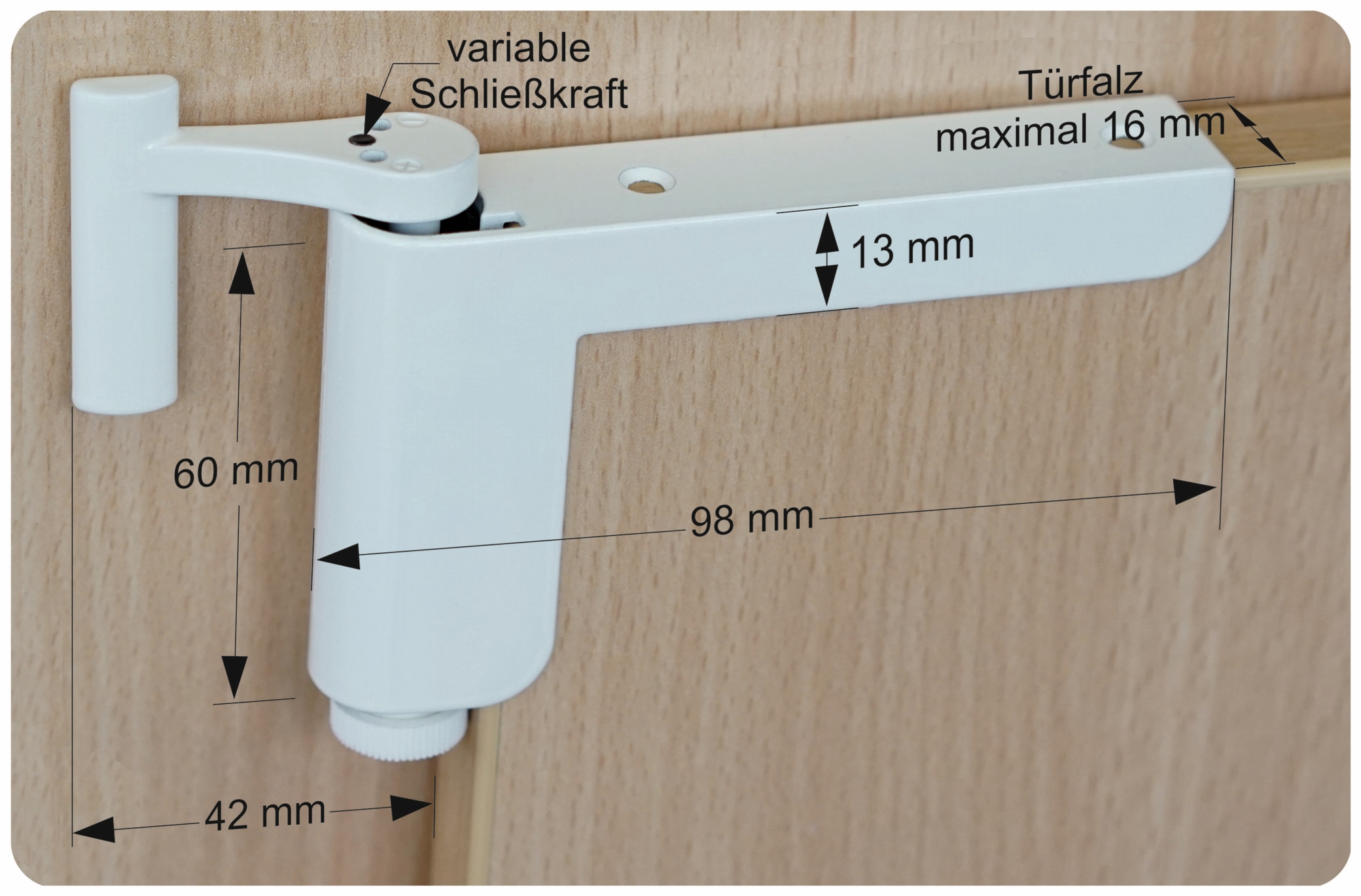 Mini-Türschließer, Clip Close, weiß