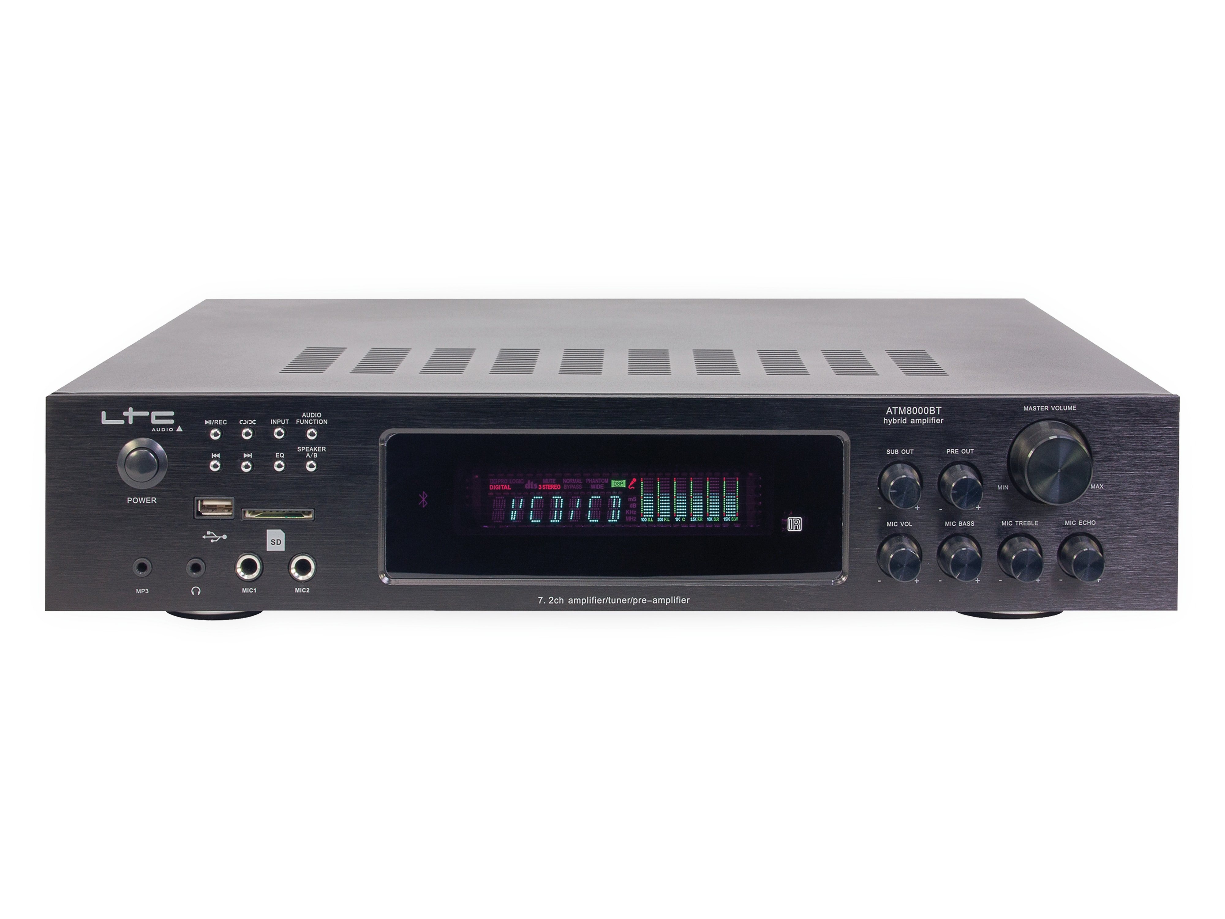 LTC Stereo-Verstärker 5.2 ATM8000BT, 4x75 W + 3x20 W, Bluetooth, Karaoke