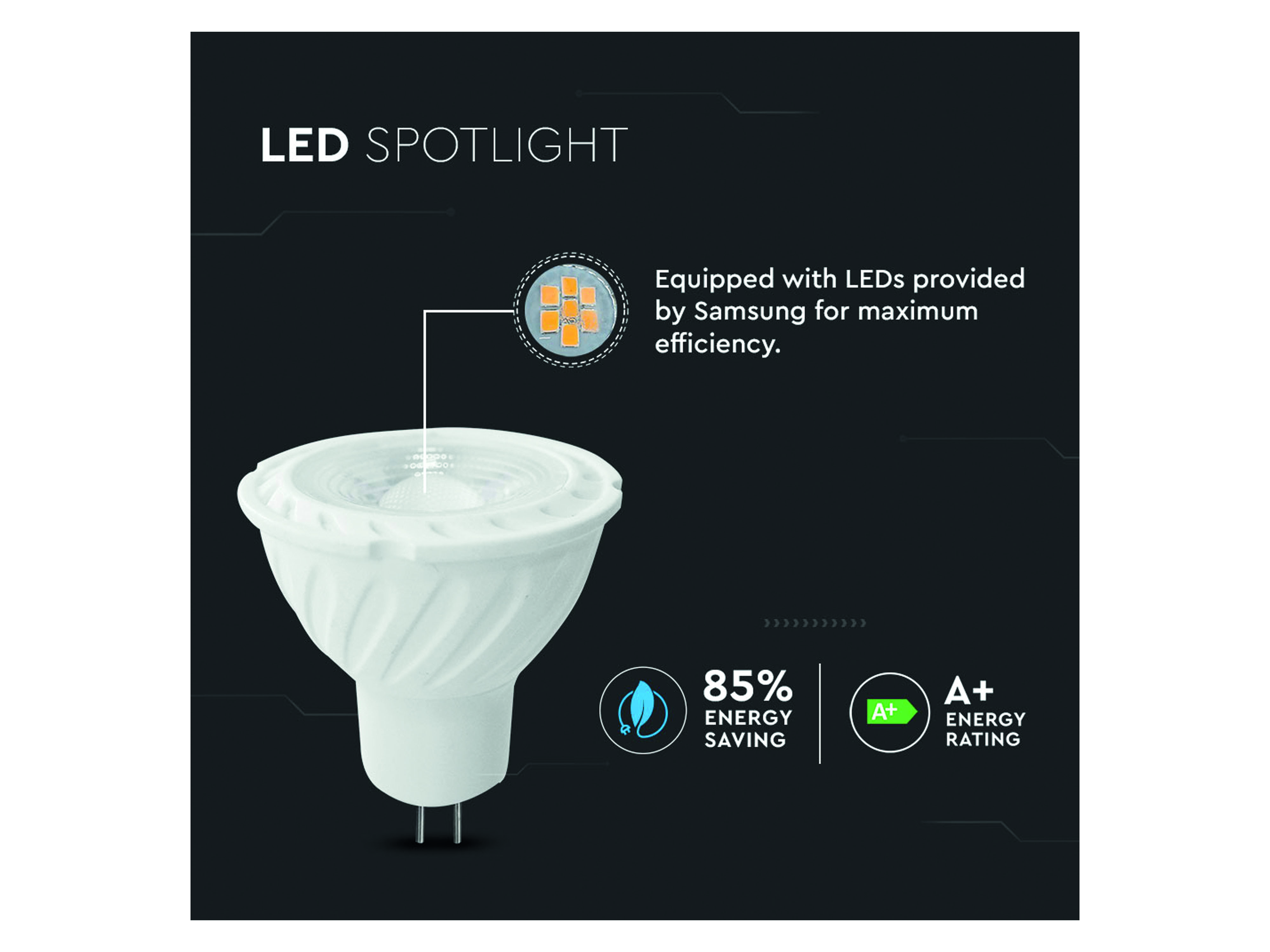 V-TAC LED-Lampe VT-257 (204), GU5,3, EEK: G, 6,5 W, 450 lm, 4000 K, 10 Stück