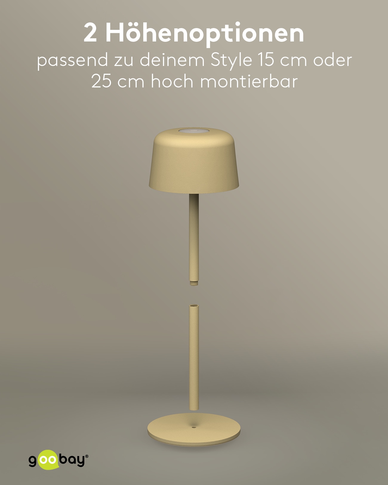 GOOBAY LED-Tischleuchte 77678, 2W, 3000 K, 150 lm, warmweiß, IP44, beige