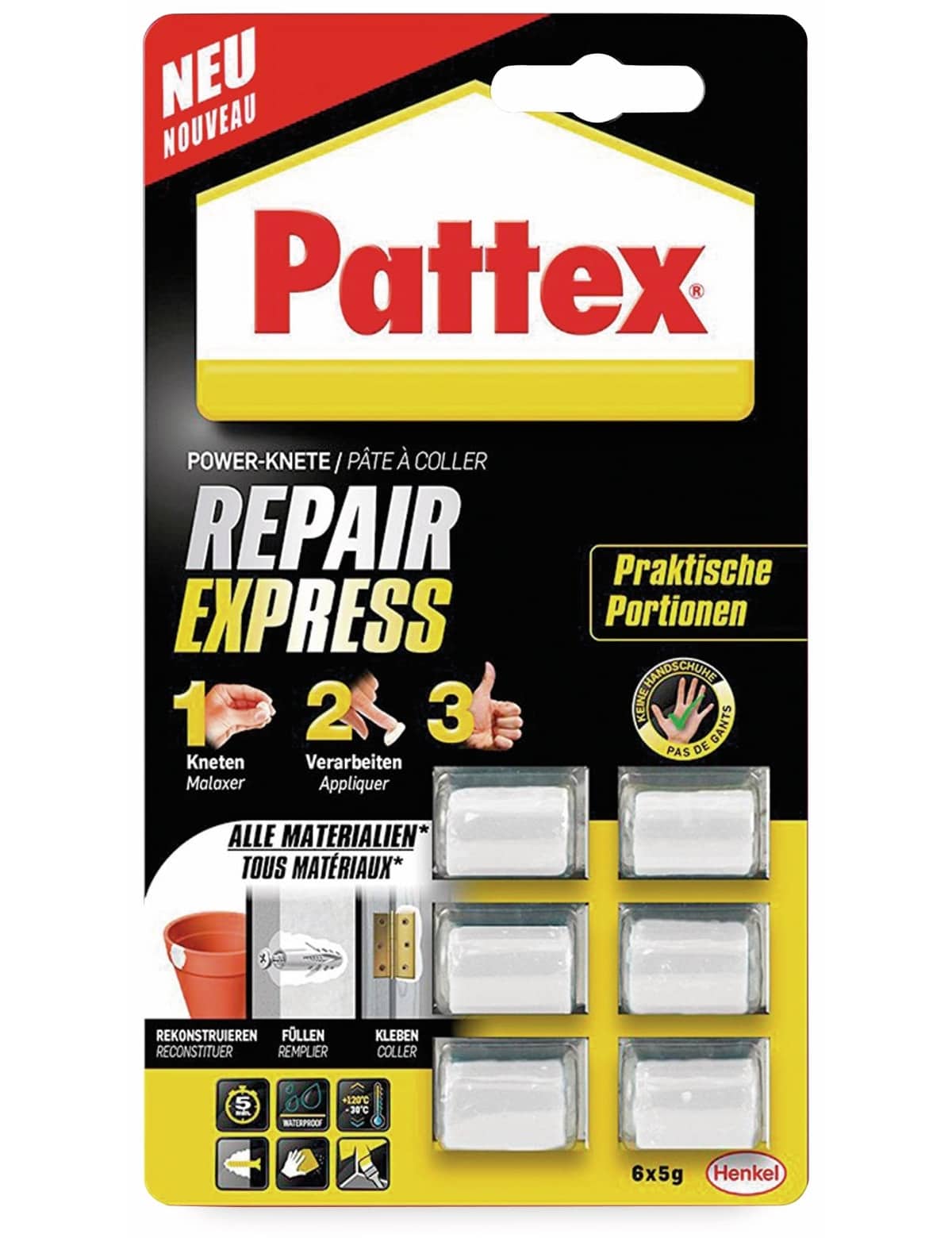 PATTEX Repair Express Knete Universal PRX15, 6x5g