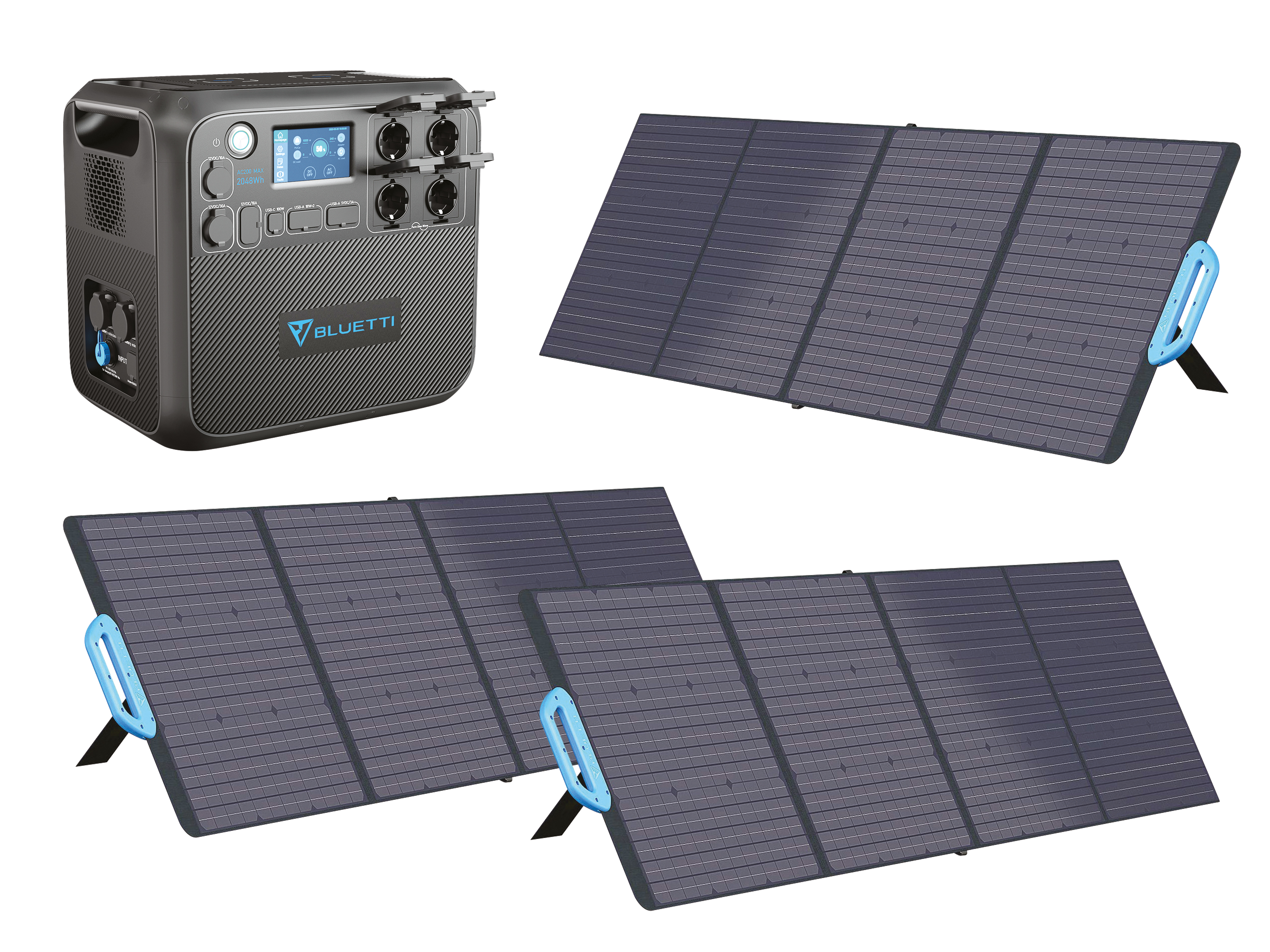BLUETTI Powerstation-Set AC200Max + 3x 200 W Solarmodul
