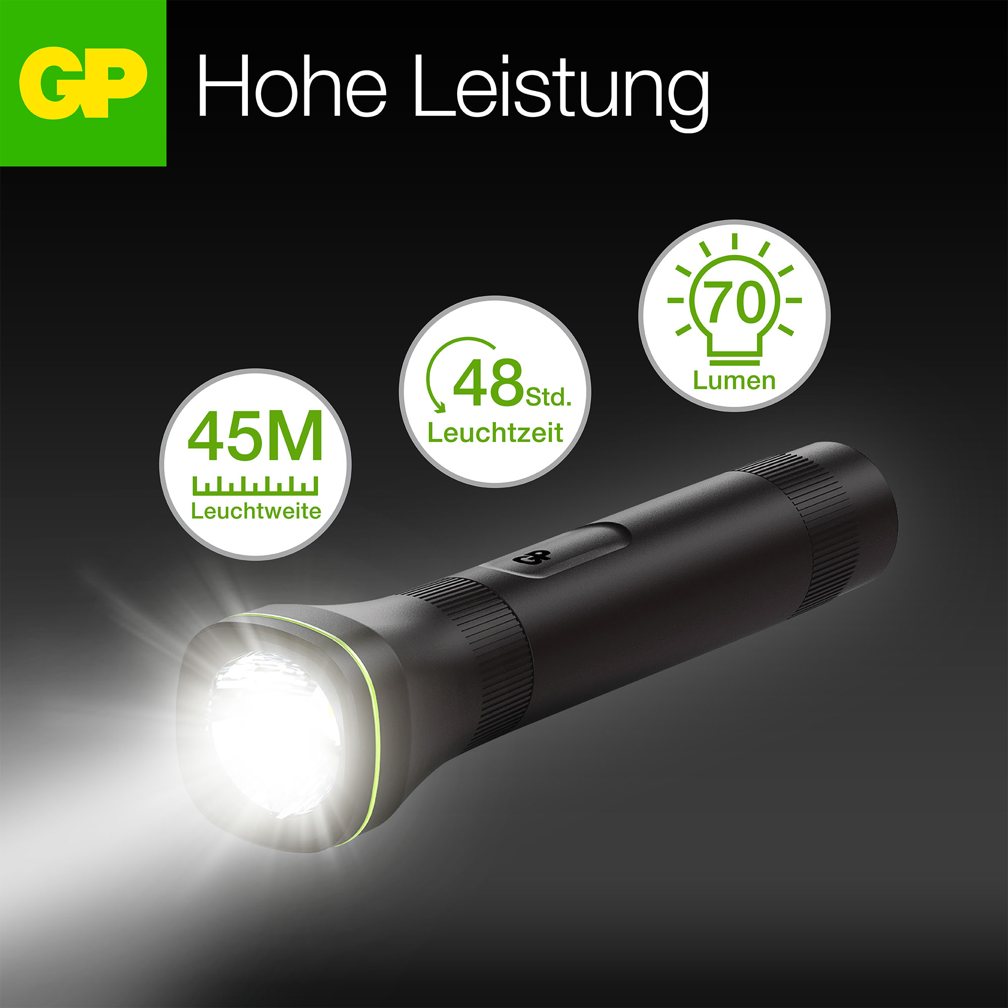 GP LED-Taschenlampe C107, 70lm , 166 mm lang