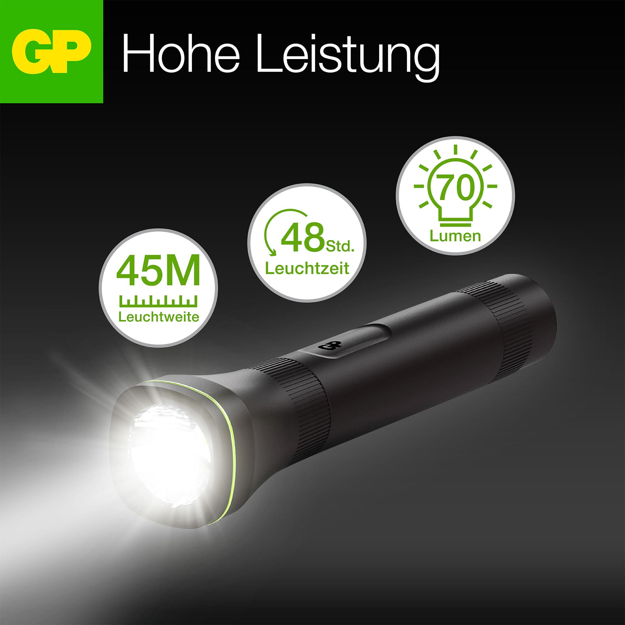 GP LED-Taschenlampe C107, 70lm , 166 mm lang GP LED-Taschenlampe C107, 70lm , 166 mm lang