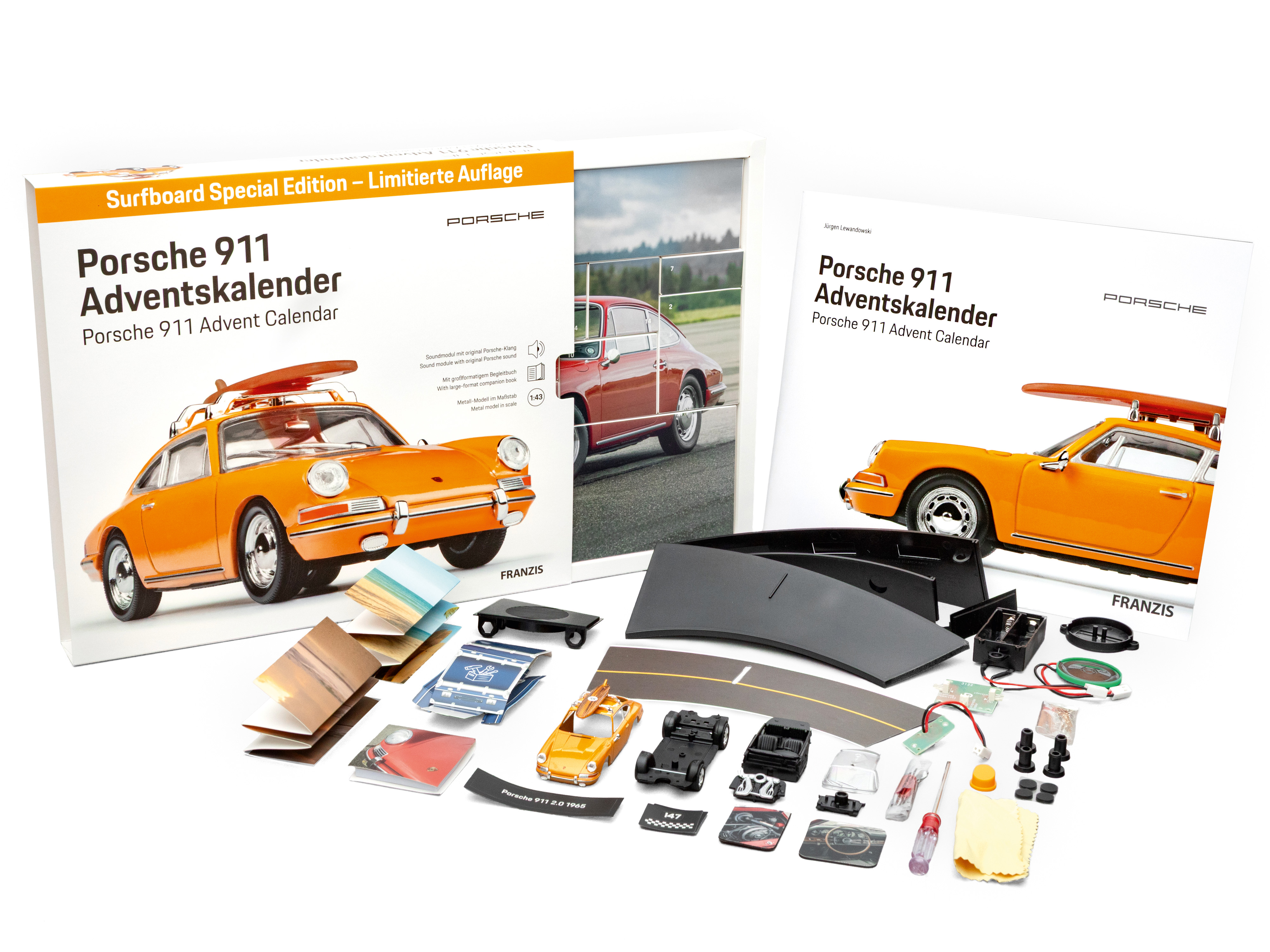 FRANZIS Porsche 911 Adventskalender Surfbrett 1:43