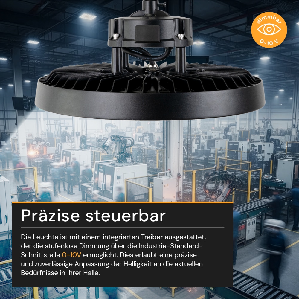 ENOVALITE LED-HighBay-Leuchte, UFO, EEK: C, 200W, 34000lm, 5000K, schwarz
