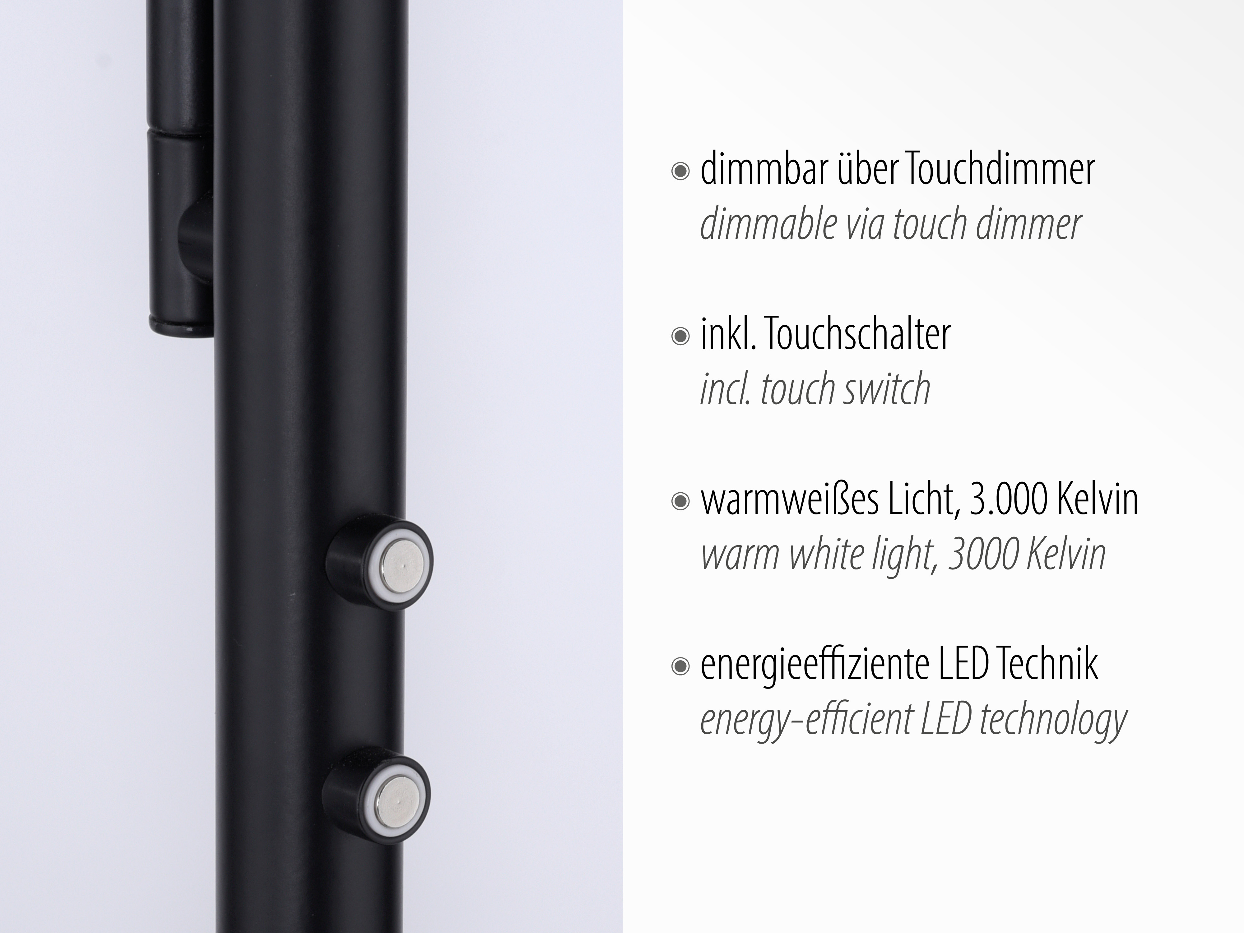 JUST LIGHT LED-Stehleuchte 11710-18 schwarz, 26 W, 2900 lm, 3000 K
