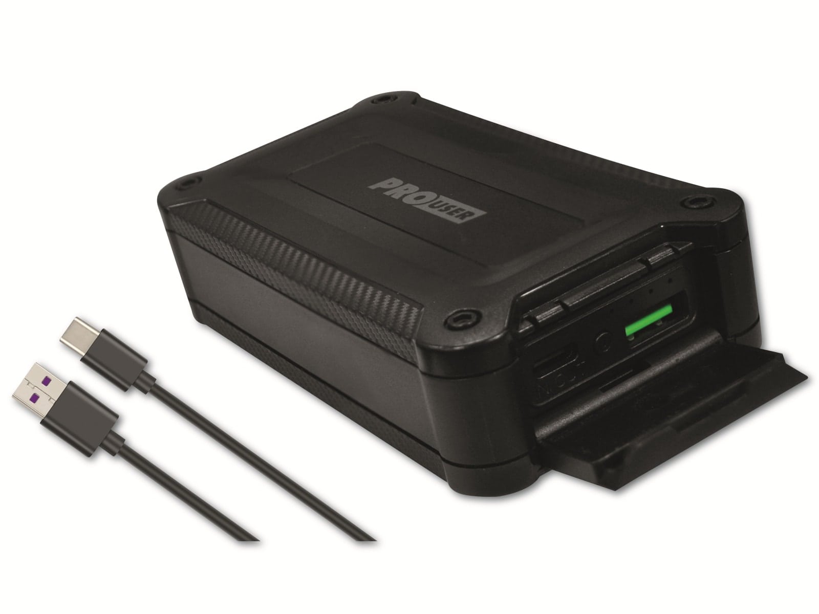 PROUSER USB Powerbank PRO USER 20191, 10.000 mAh, Waterproof, schwarz